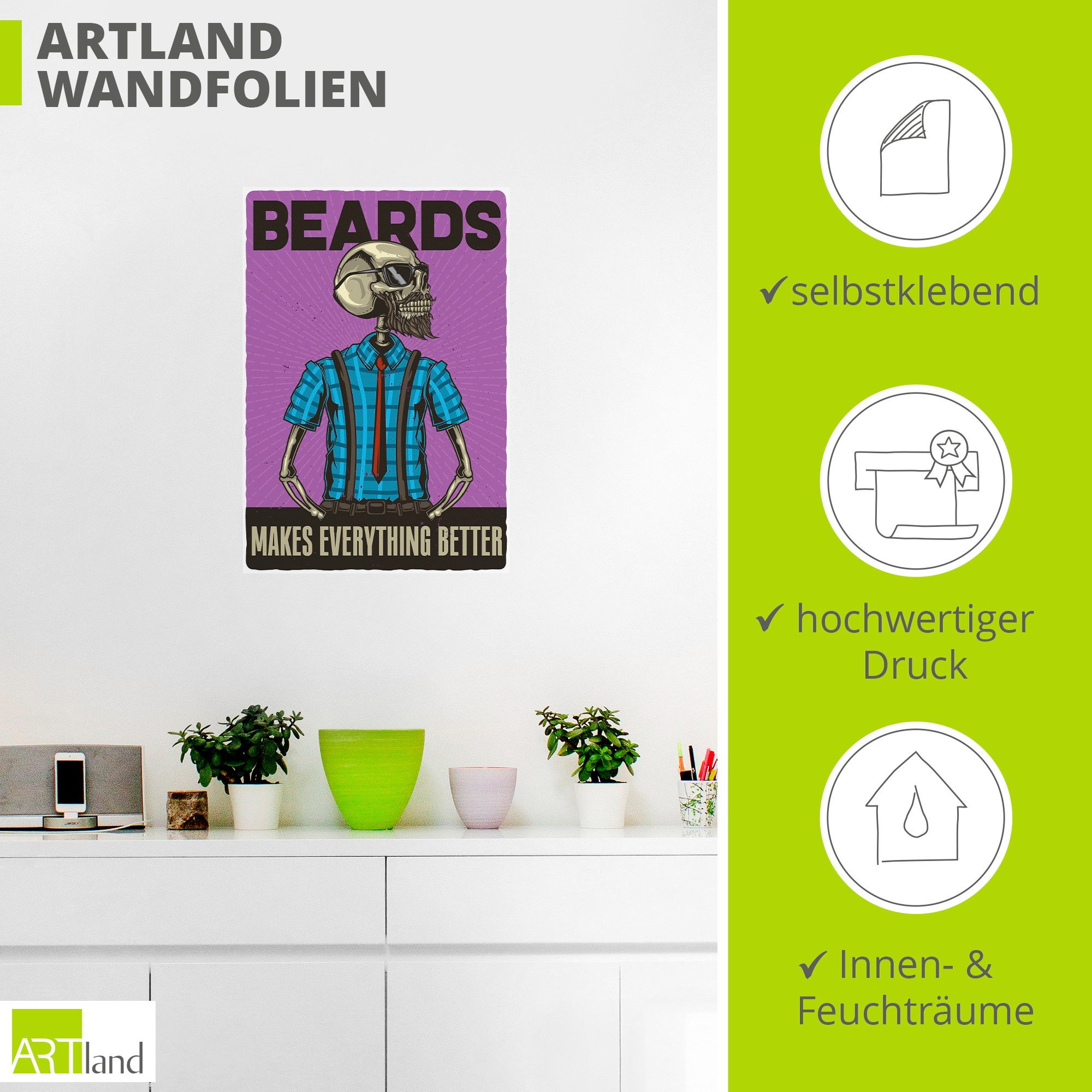 Artland Wandbild Bärte machen alles besser, (1 St), als Alubild, Leinwandbild, Poster, Wandaufkleber in verschied. Größen