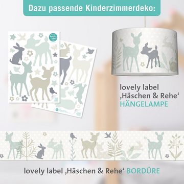 lovely label Wandsticker Häschen & Rehe mint/grau/beige - Wandtattoo Kinderzimmer Baby