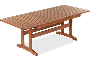 Konsimo Gartentisch ALCES Ausziehbarer Gartentisch, FSC-zertifiziert, handgefertigt (1x Tisch, Maße: 160-210x73x90 cm), hergestellt in der EU, Kiefernholz