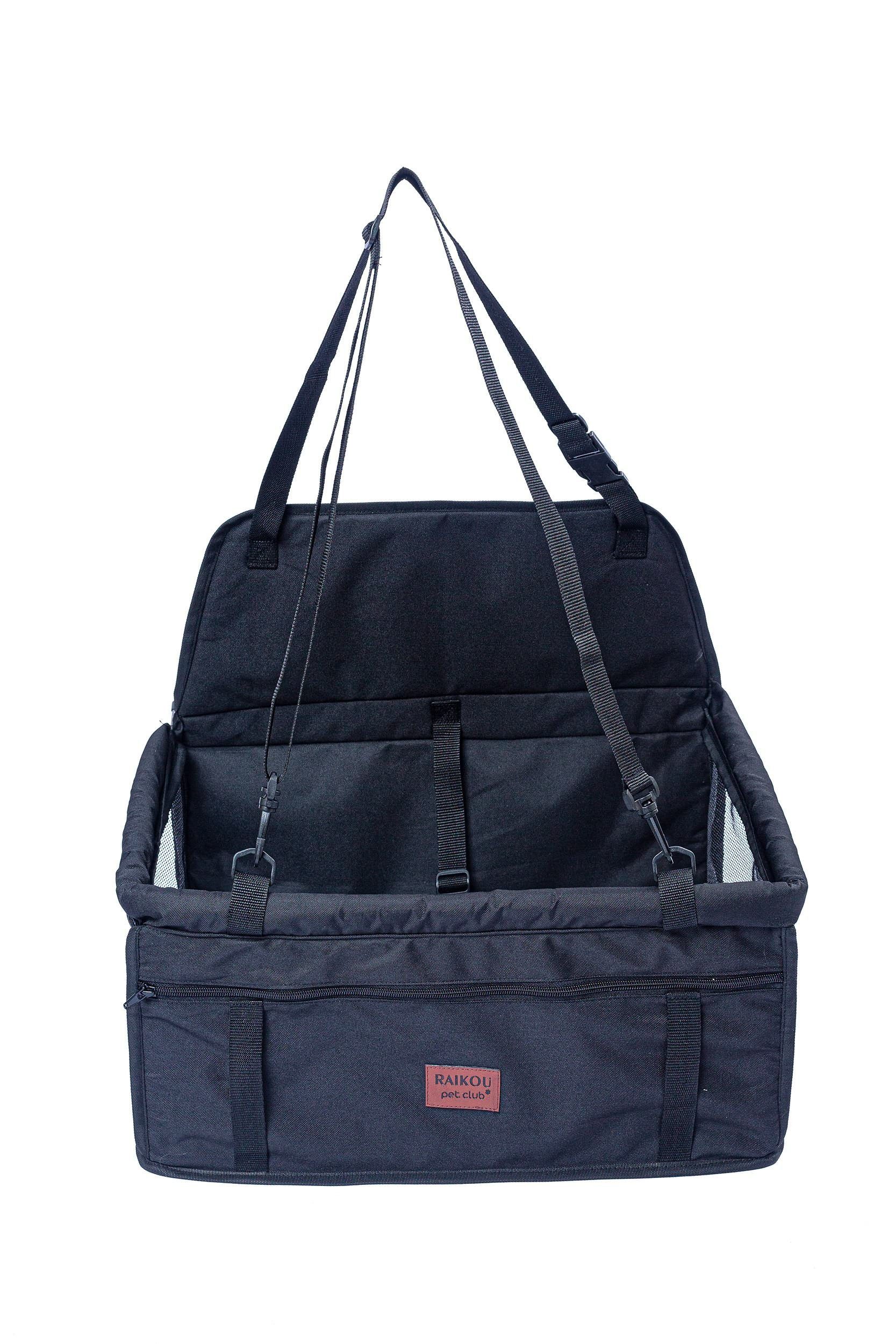 M-Diamant Tiertransportbox Haustier-Autositz / Cargo für den Rücksitz / 50cm*40cm*24cm bis 12 kg, Schnelle & universelle Montage faltbar Stabil & robust