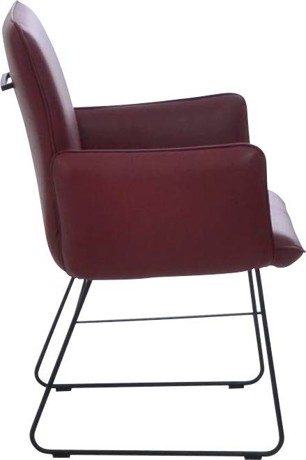 K+W Komfort & Wohnen Drahtkufengestell schwarz, im in cabernet Sitz Griff am Armlehnstuhl (1 St), Rücken, Metall Steppung