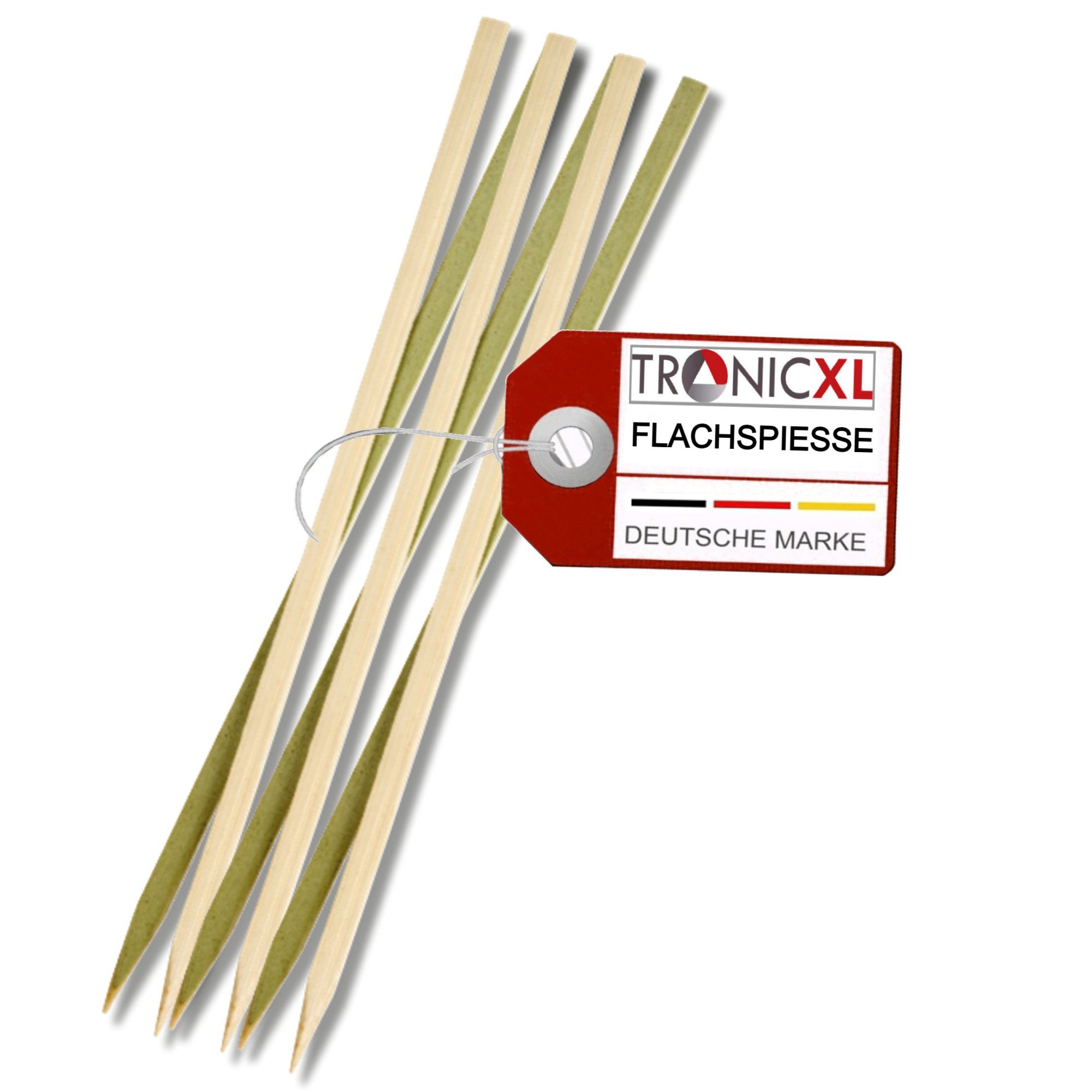 TronicXL Schaschlikspieße 25 x Flachspiesse Flache Bambusspieß Grillspieß Holzspieß Holz Spieße (25-St), Angespitzt