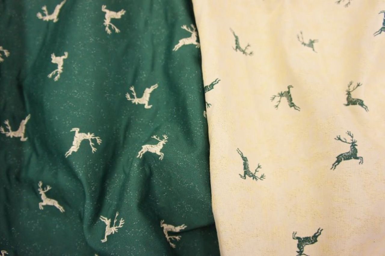 Stofferia Stoff Dekostoff Jacquard Hirsch Grün, Meterware