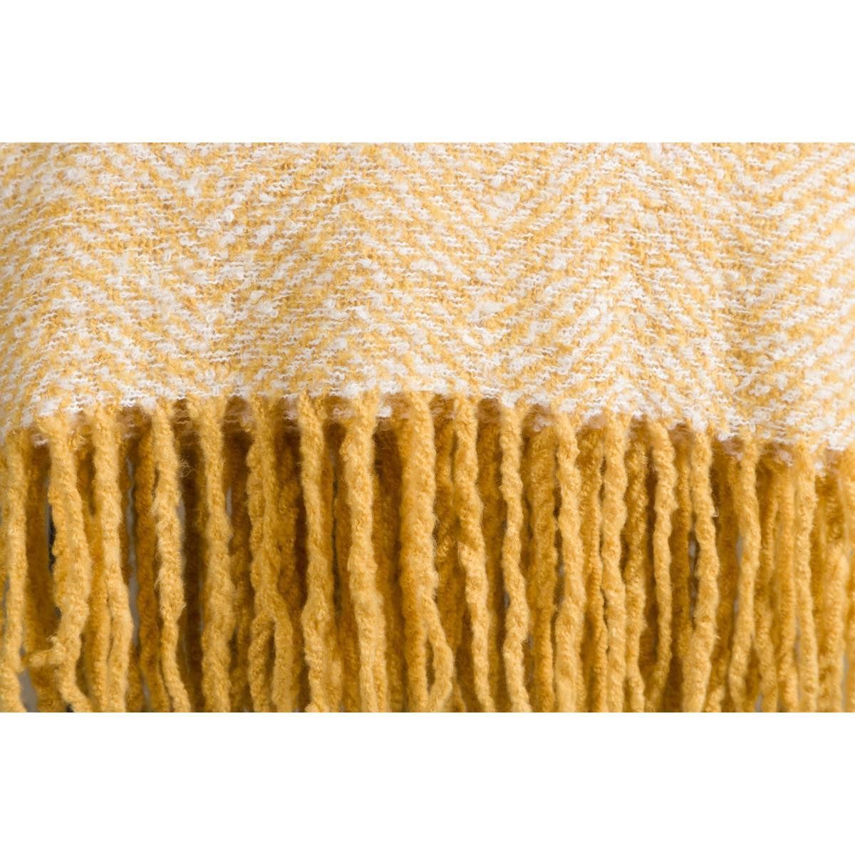 BOURGH Tagesdecke TOBY große Decke 170x130cm - in weiß/gelb