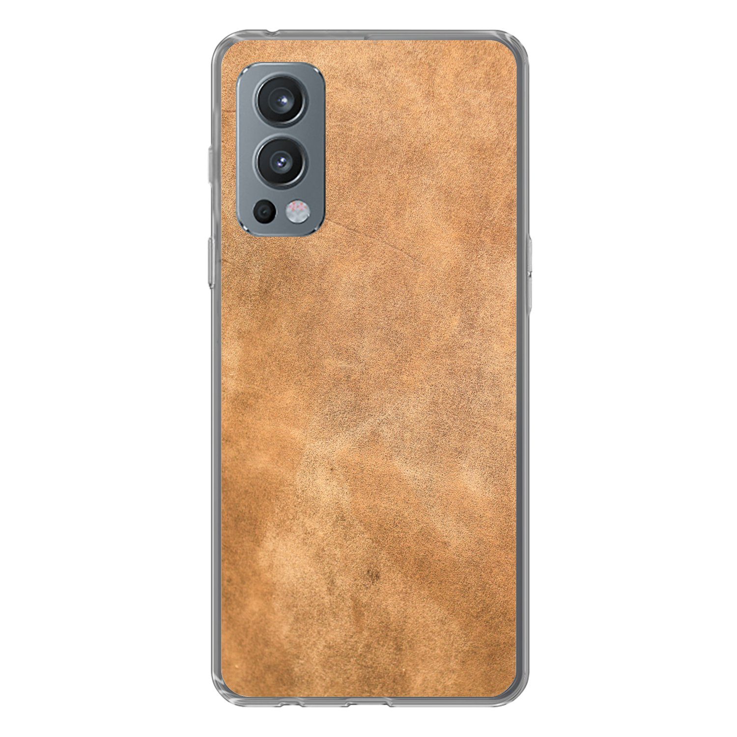 MuchoWow Handyhülle für OnePlus Nord 2 5G Leder - Strukturiert - Lederoptik - Braun, Phone Case, Silikon, Schutzhülle Dünn