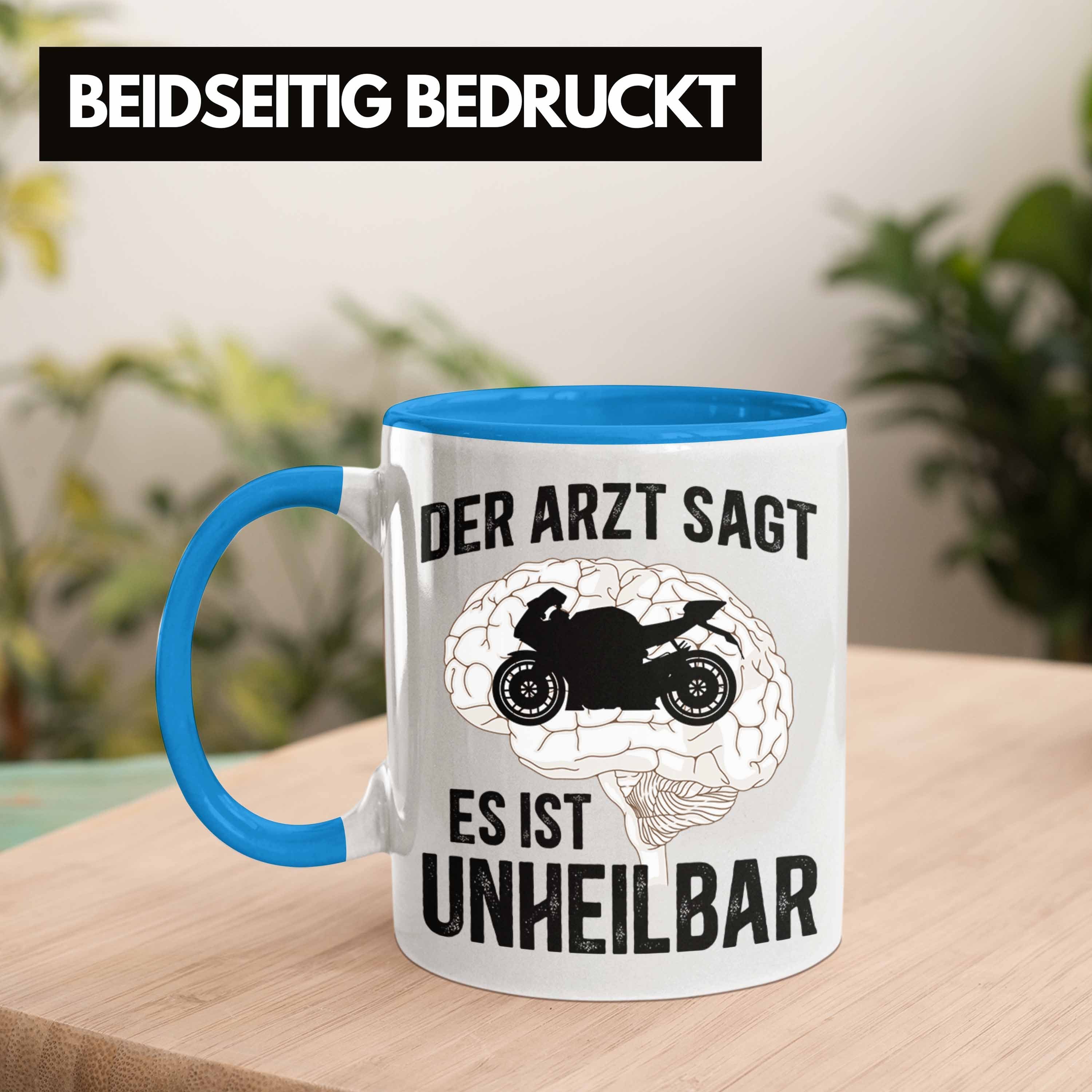 Spruch Herren Geschenk Blau Trendation Motorrad Männer Trendation Motorradfahrer Kaffeetasse - Biker mit Tasse für Tasse