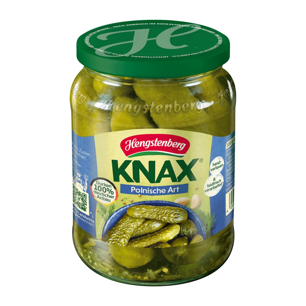 Hengstenberg Gemüsekonserve, Hengstenberg Knax Gewürzgurken Polnische Art mit Borretsch 670g