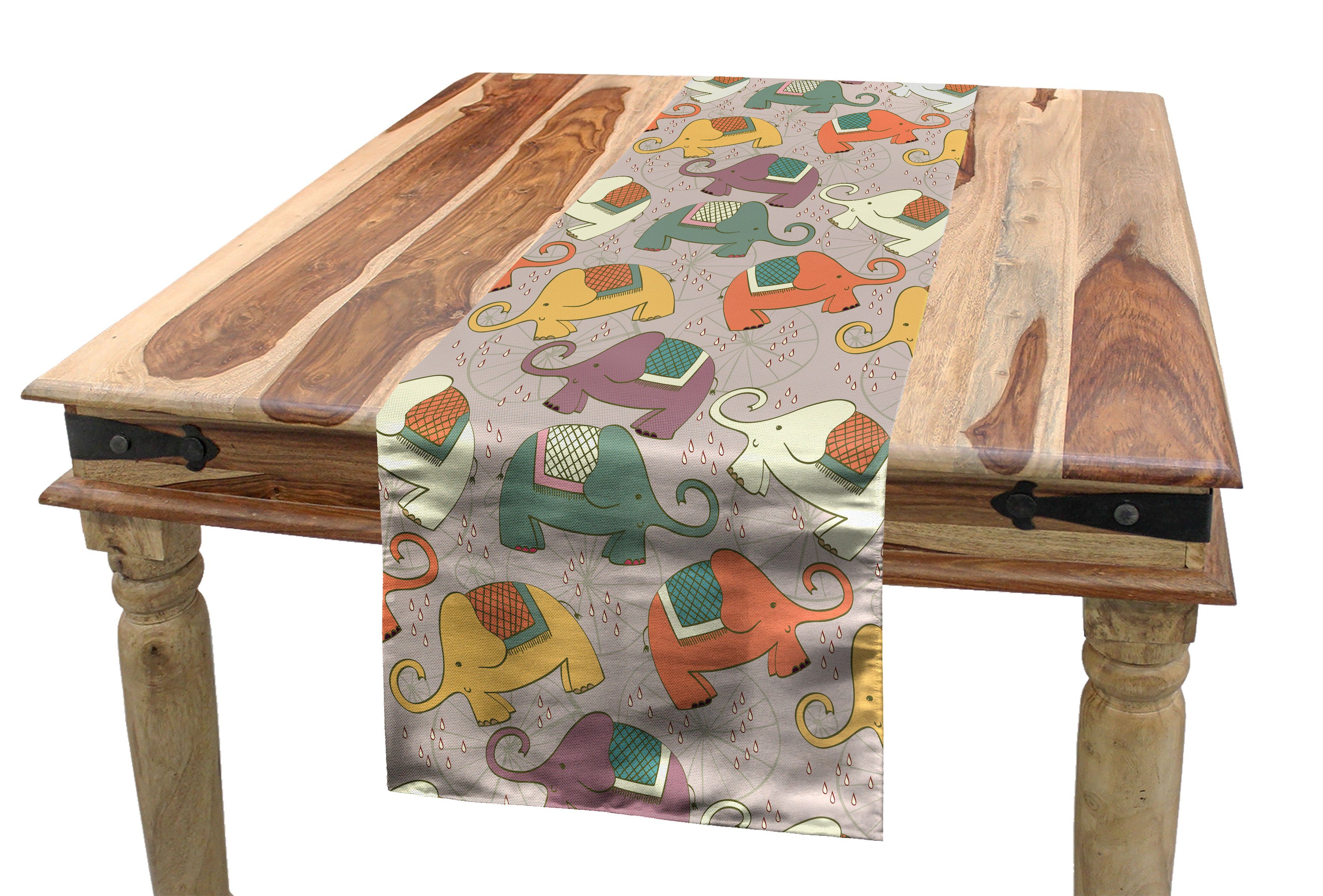 Küche Rechteckiger Tiere Tischläufer Esszimmer Rädern auf Dekorativer Tischläufer, Abakuhaus Elefant