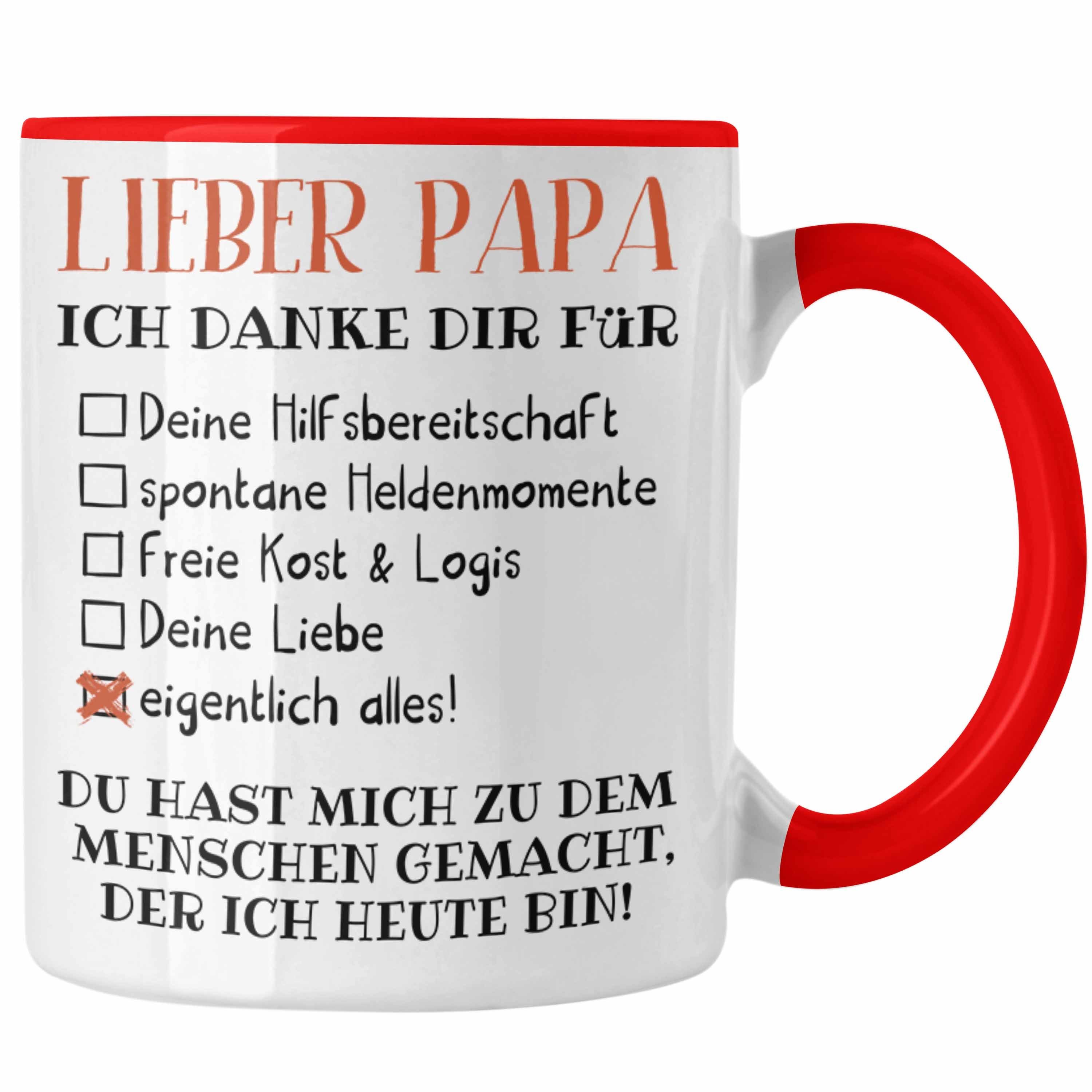 Trendation Tasse Trendation - Bester Papa Geschenk Vatertag Tasse mit Spruch Vater Geschenk von Tochter Sohn Rot