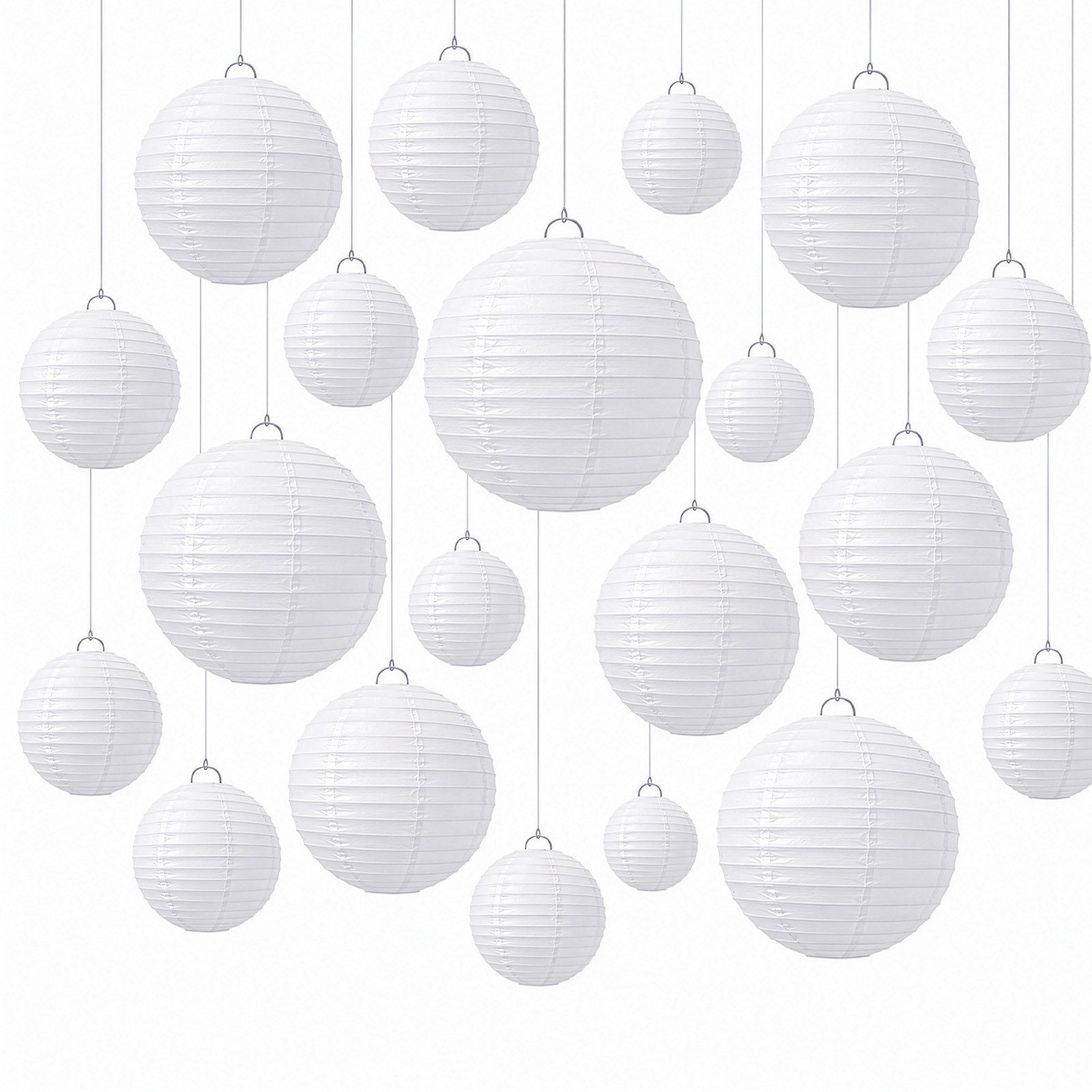 Youyijia Lampenschirm 32 Stück Weiße Papier Lampions Rund – Deko Lampenschirm Set