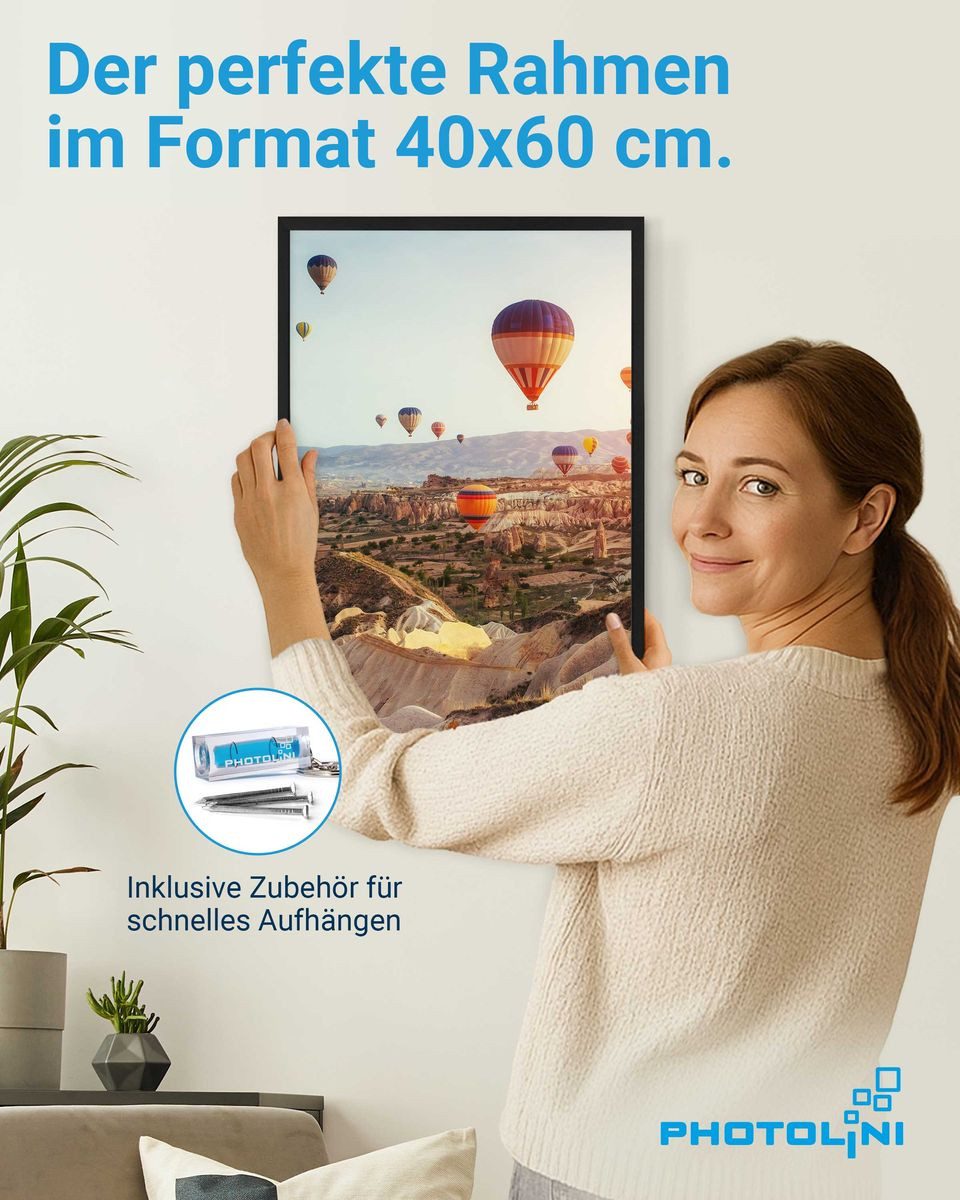 PHOTOLINI Bilderrahmen 3er Set modern mit bruchsicherem Acrylglas, Holz MDF, Fotos & Poster, für 3 Bilder (3er Set), Posterrahmen 40x60 cm zum Aufhängen