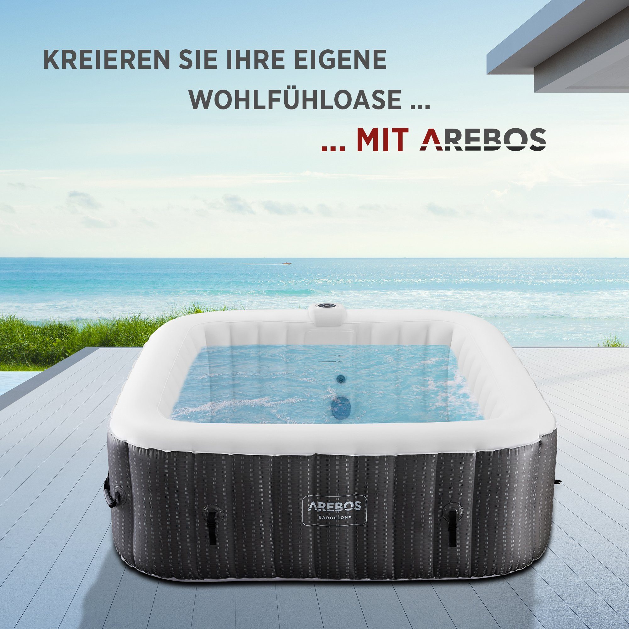 Arebos Whirlpool Aufblasbar, Innen- und Außenbereich, günstig online kaufen