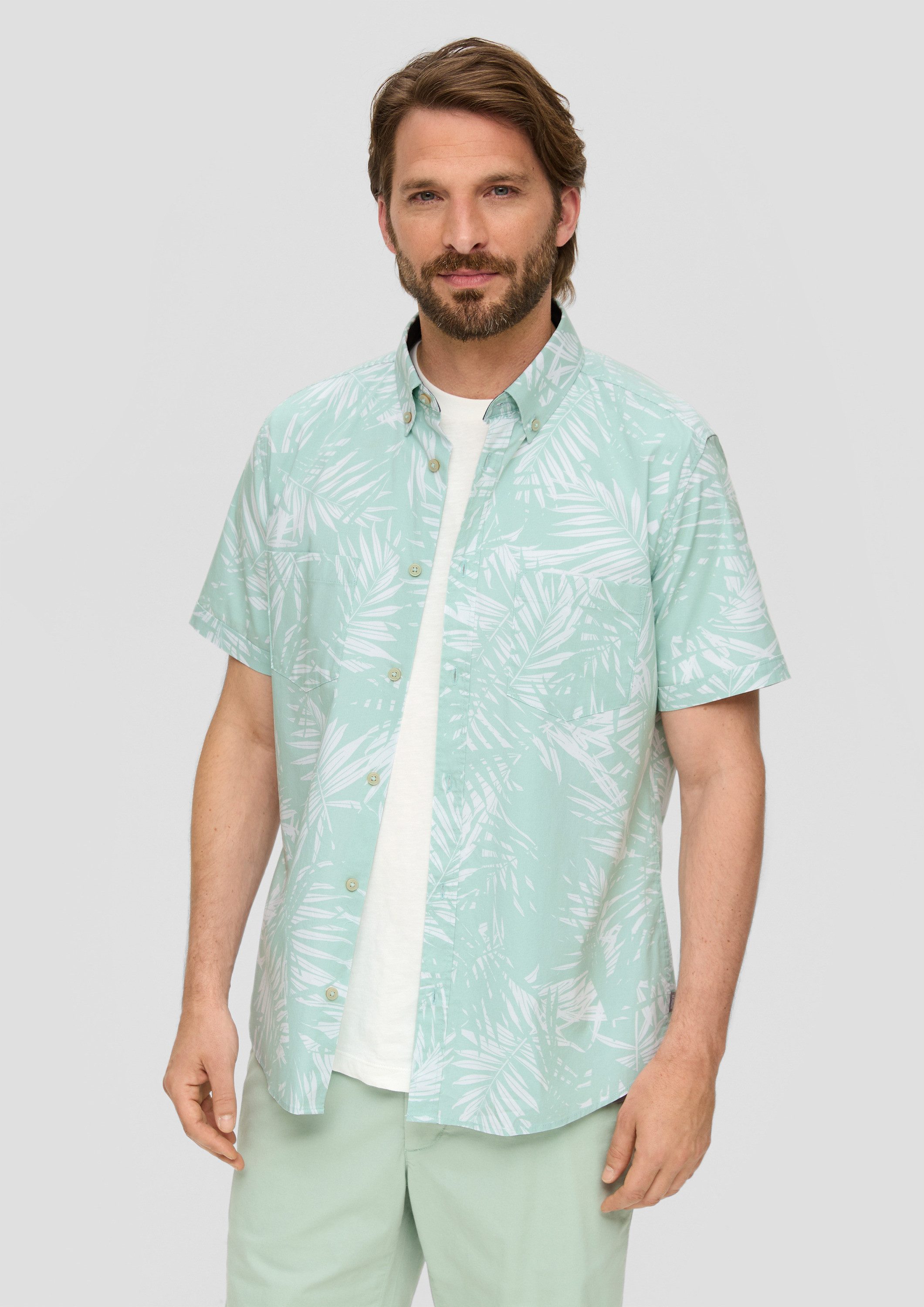s.Oliver Kurzarmhemd Hemd Kurzarmhemd mit Button-Down-Kragen