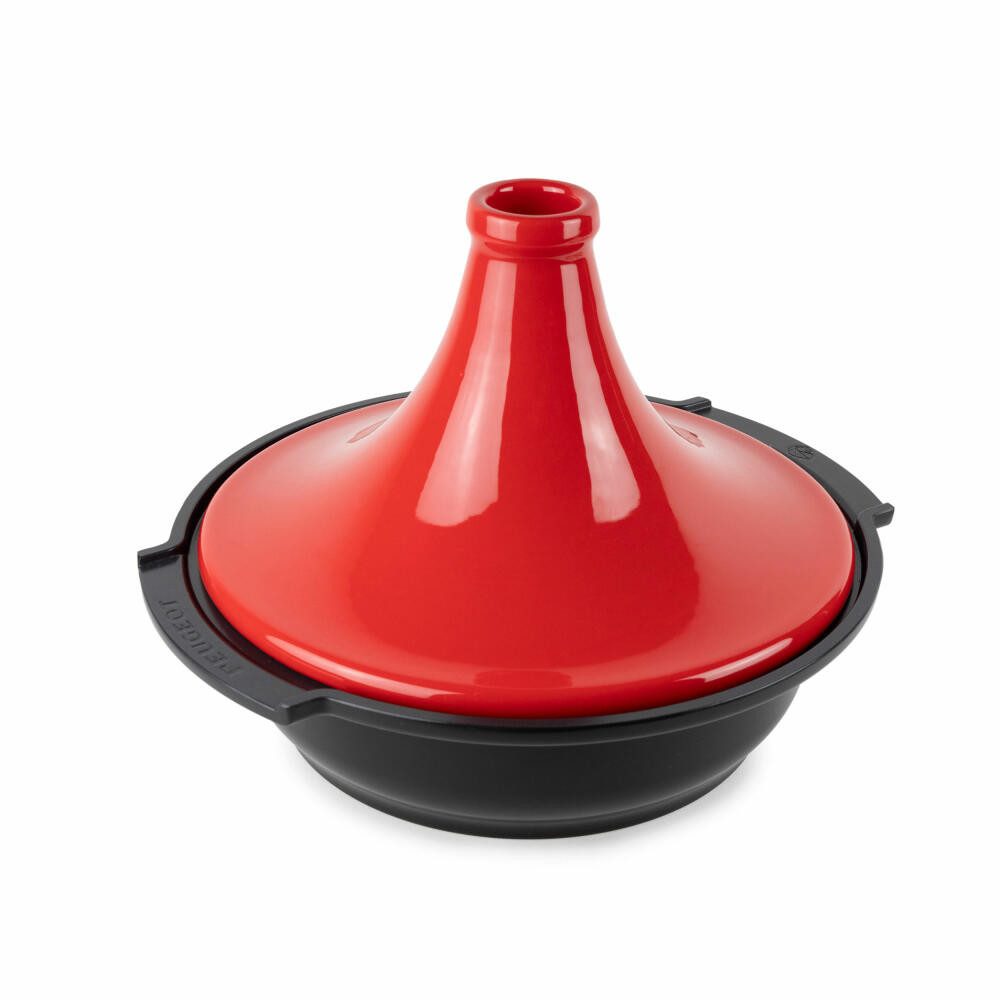 PEUGEOT Auflaufform Tagine ATLAS 30cm Rot Dampfgarer Aluminium Keramikdeckel Induktion