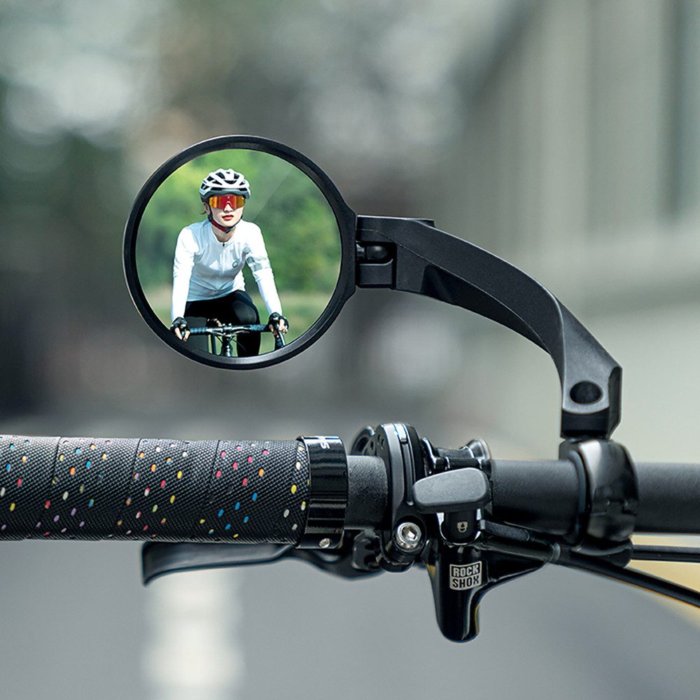 ROCKBROS Fahrradspiegel Rockbros 26210001003 Rückspiegel links für Fahrräder – Schwarz (Spar-Set, 1-St., Ø 75 mm verstellbar), 75 mm, 3D verstellbar, für Lenker 20-24 mm
