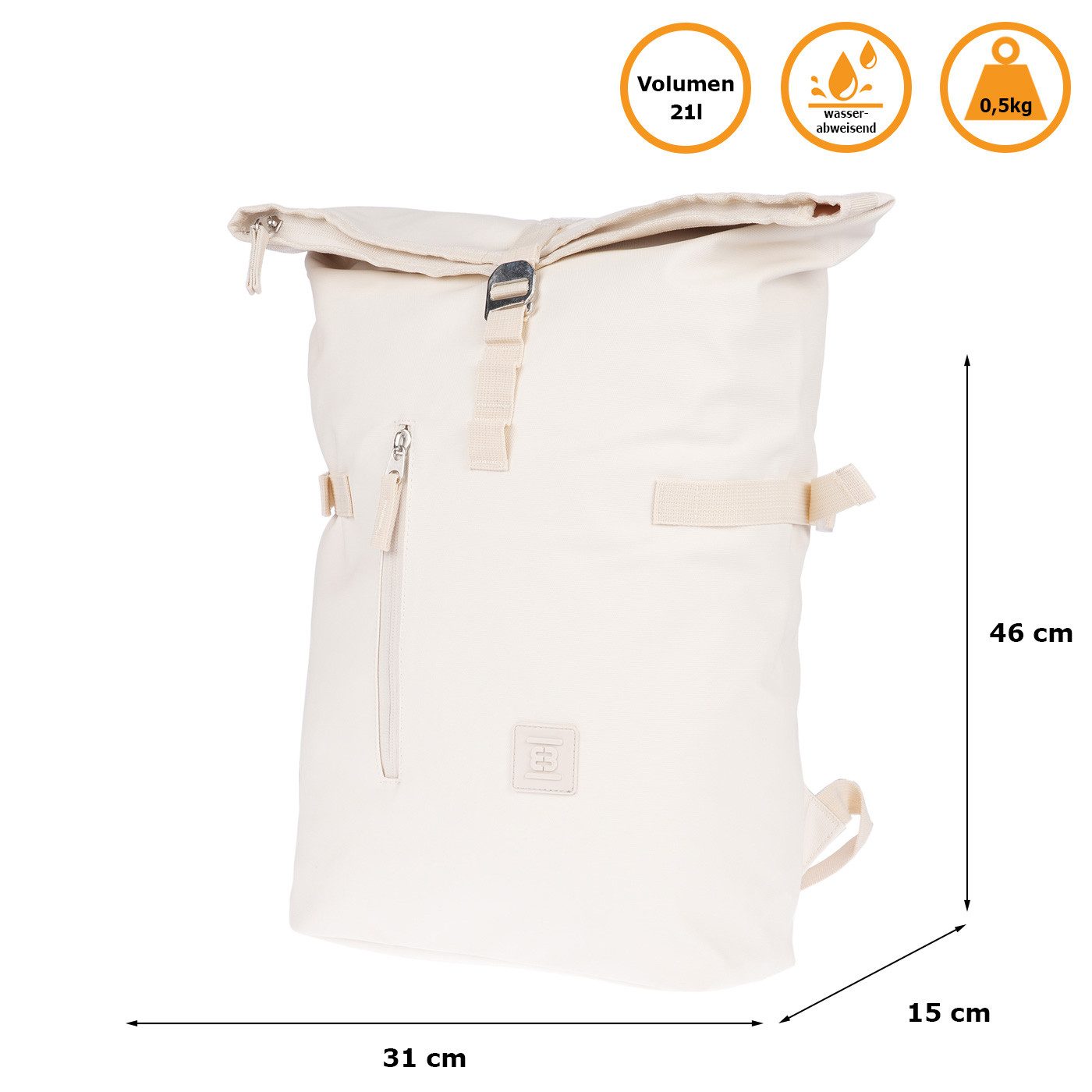 Christian Wippermann Cityrucksack Großer Roll up Rucksack Fahrradrucksack (1 tlg, 1-tlg), Kurier Rollup Bag
