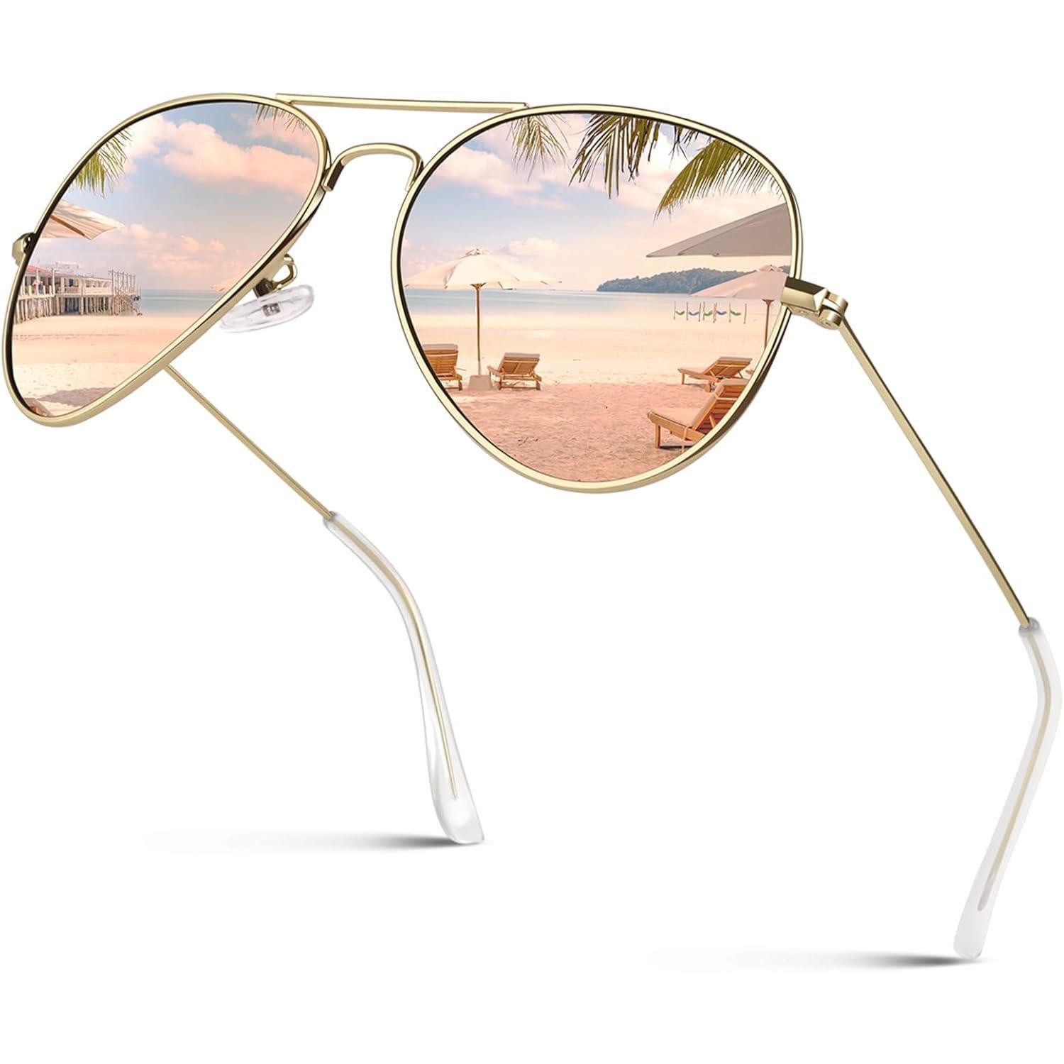 LuxusKollektion Pilotenbrille Pilotenbrille Herren Damen polarisierte 58mm Gold Rosa 58 Millimeter