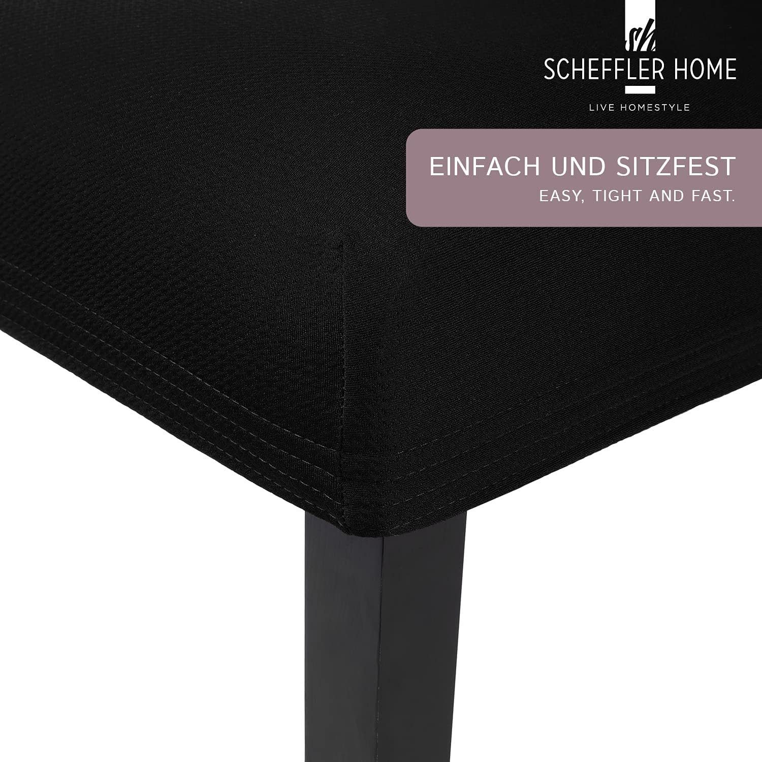 sh SCHEFFLER-HOME LIVE HOMESTYLE Stuhlhusse Moderner Stuhlbezug "Mia" aus Microfaser, abnehmbarer & waschbarer Spannbezug für Stühle