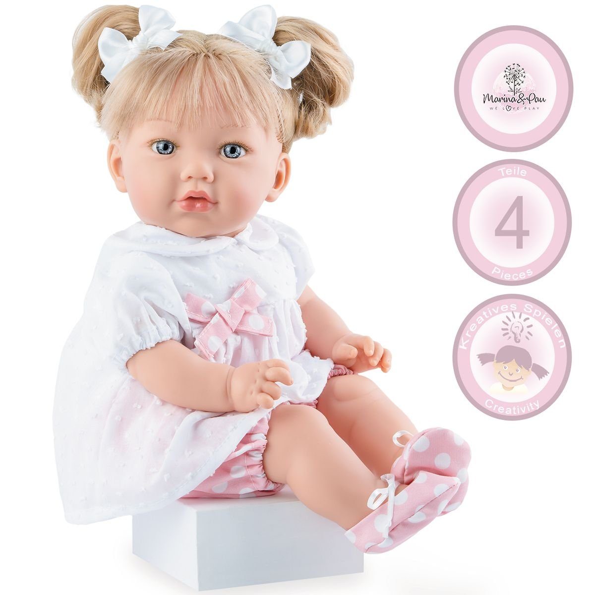 Marina & Pau Anziehpuppe Lea 45cm mit Haaren und Schleifen günstig online kaufen