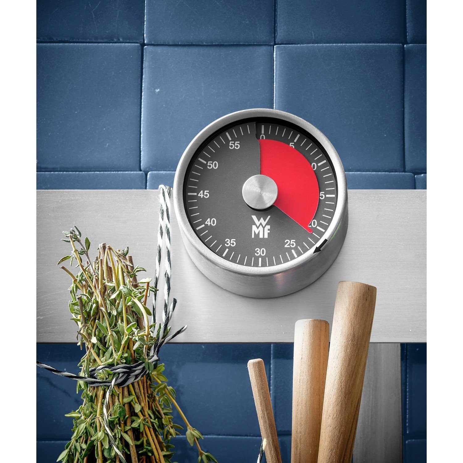 WMF Eieruhr GELI, Ø 6 cm, Edelstahl, Schwarz, Rot, Analog, 60 Minuten TImer, Magnetisch