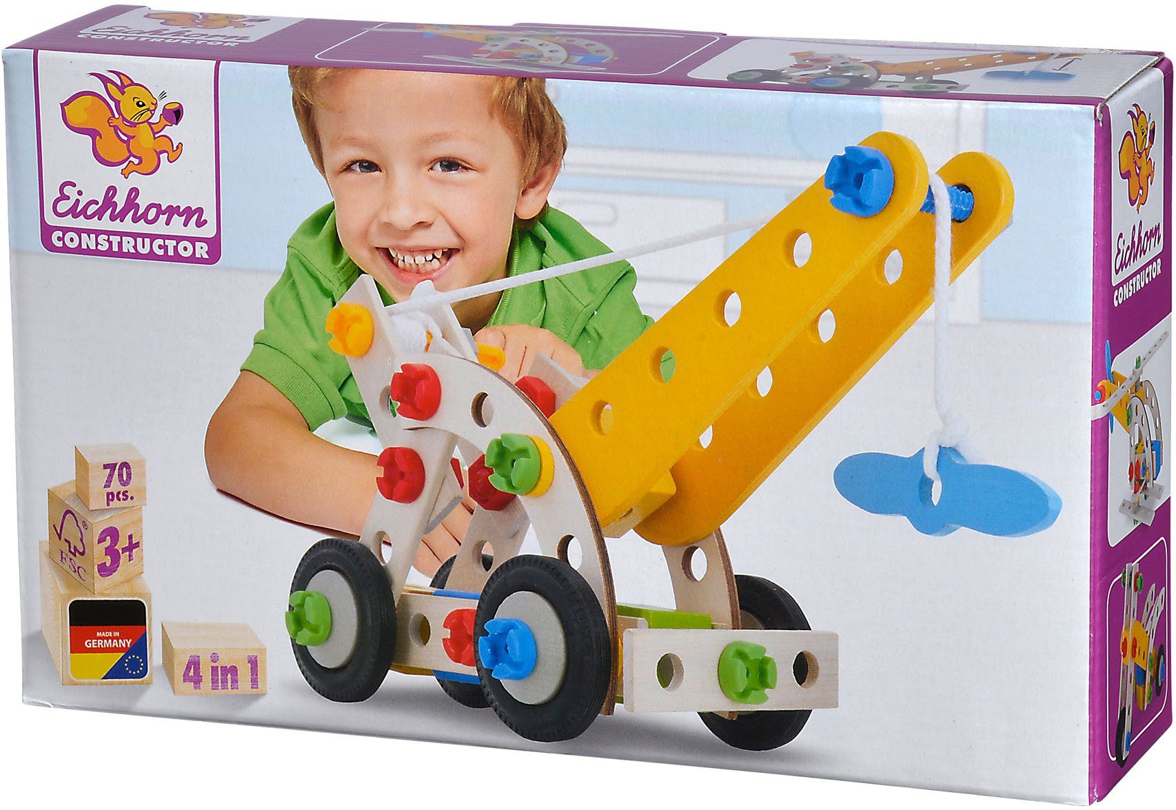 Eichhorn Constructor Kranwagen, 70tlg. Konstruktionsspielsteine, (70 St), Made in Germany