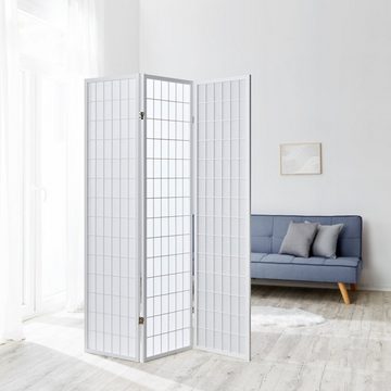 Homestyle4u Paravent Holz Paravent Raumteiler Trennwand Shoji in weiß Spanische Wand Sichts, 3-teilig