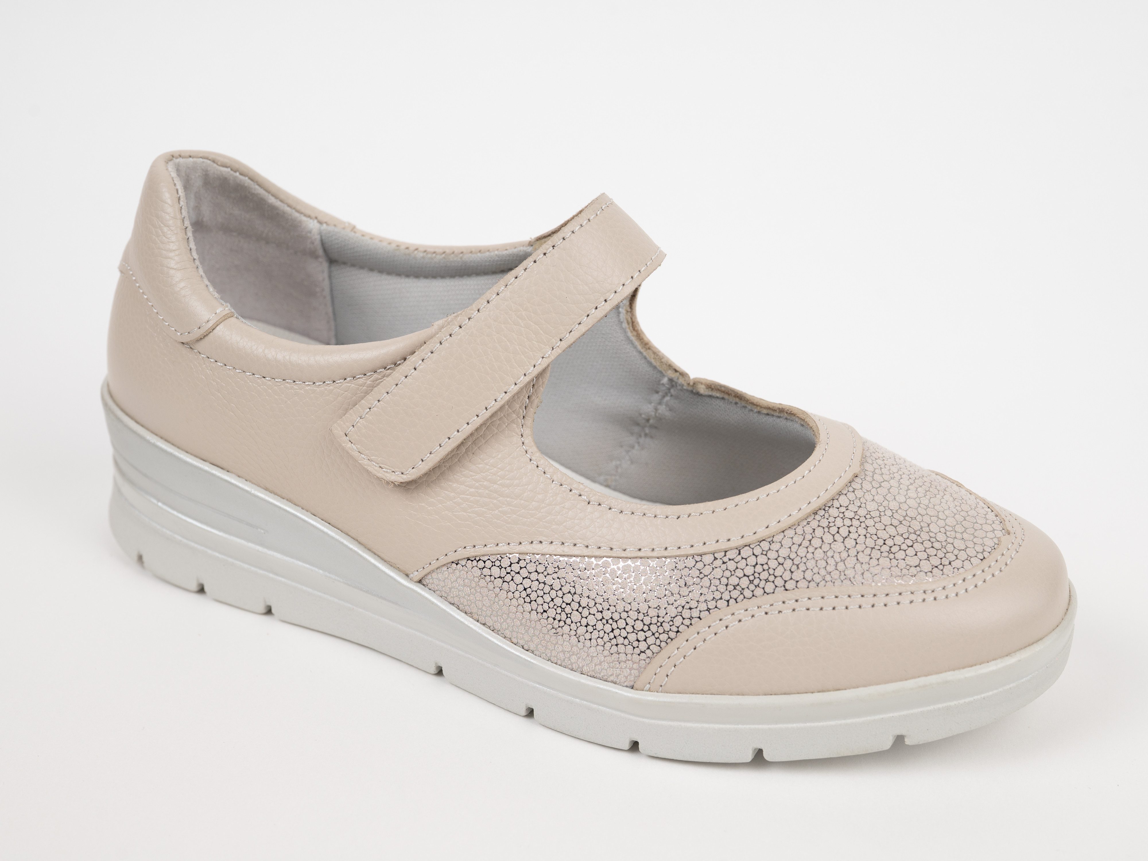 Franken-Schuhe Art. 211-3 cream Damen Sneaker Ballerinas flexibler STRETCH - lose Einlage - Weite "H"