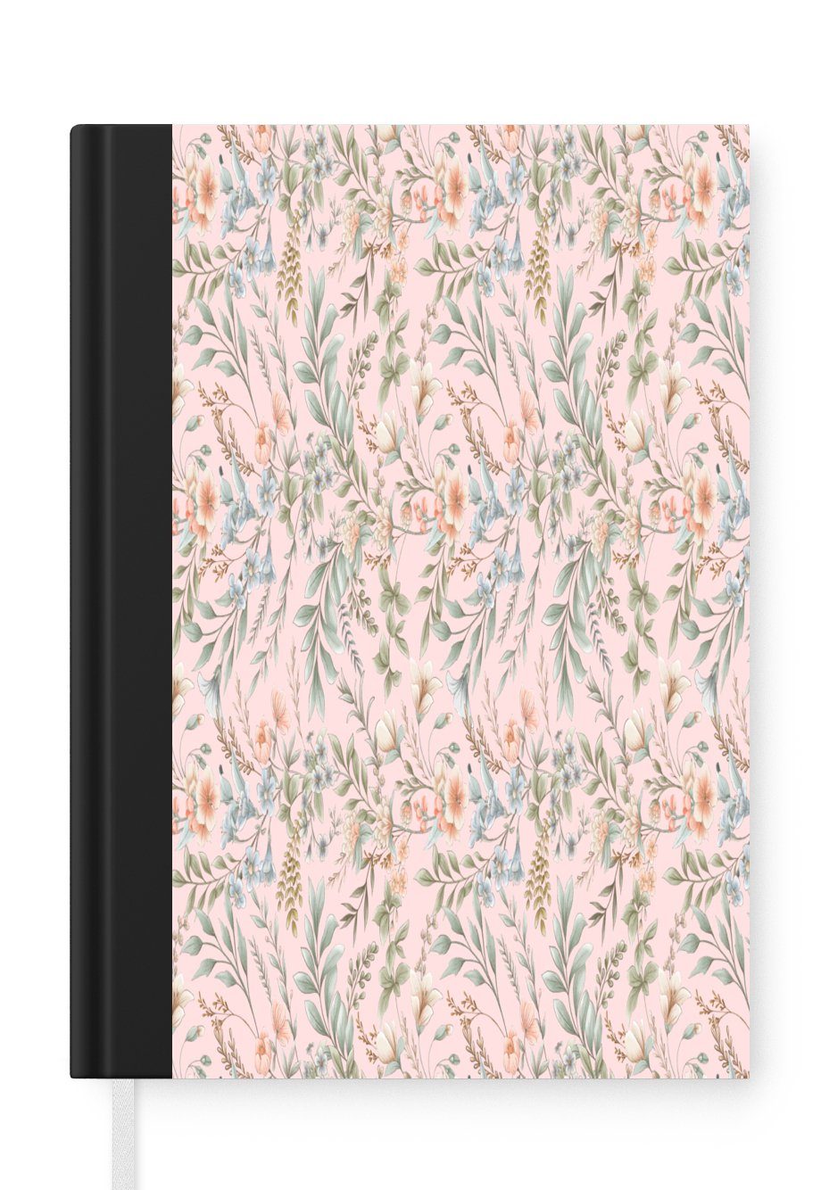 MuchoWow Notizbuch Blumen - Pastell - Collage, Journal, Merkzettel, Tagebuch, Notizheft, A5, 98 Seiten, Haushaltsbuch
