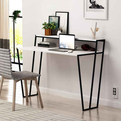 Decortie Schreibtisch Pal (1 Tisch, 1 Tisch), Moderner Schreibtisch mit Monitorfuß, 123 x 57,5 x 91,5 cm
