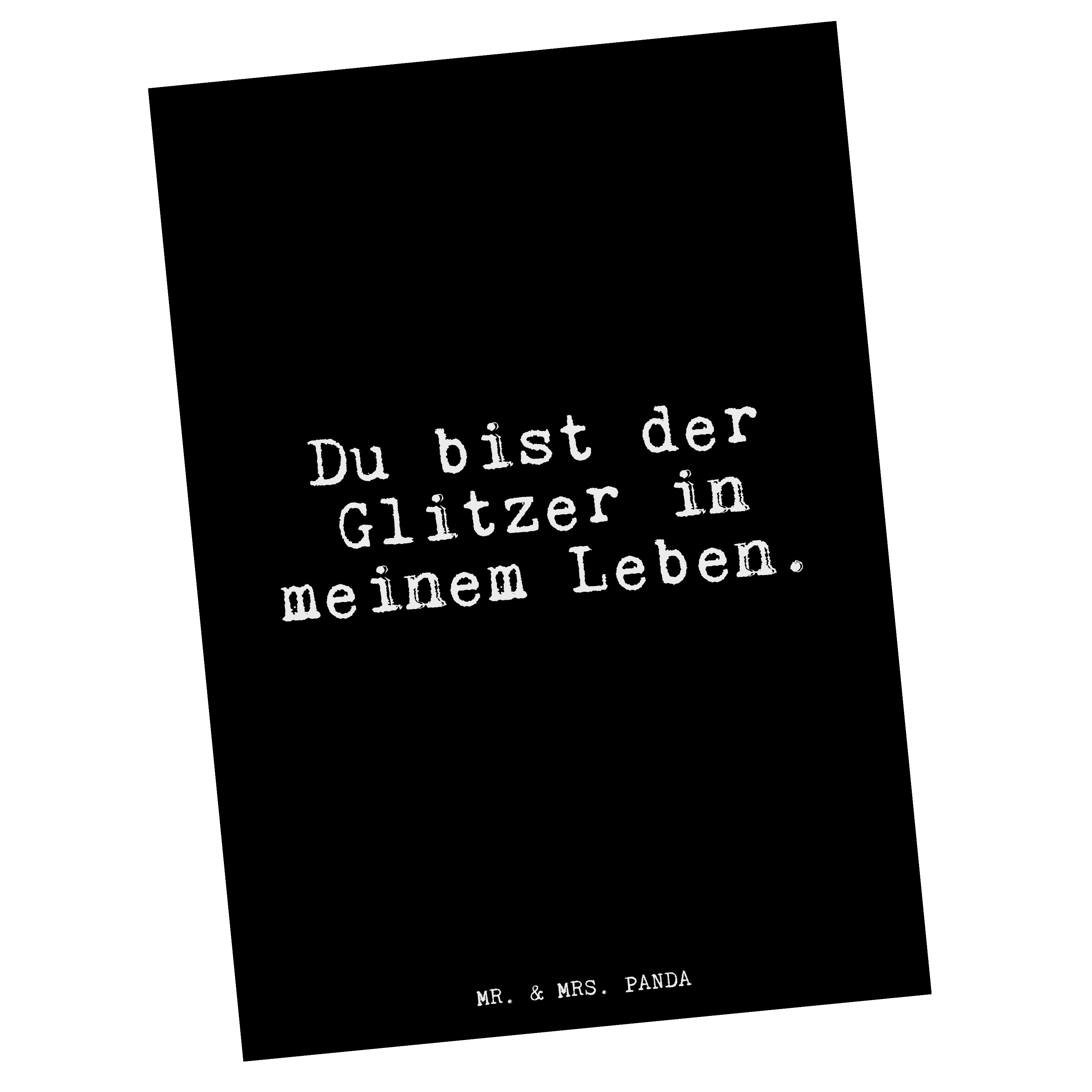 Mr. & Mrs. Panda Postkarte »Du bist der Glitzer... Schwarz Zitat