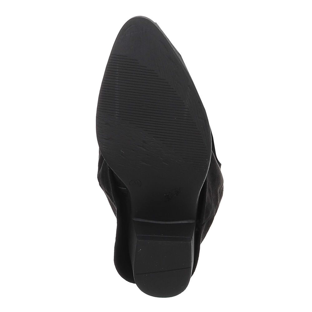 Ital-Design Damen Kniehochstiefel mit Blockabsatz, Schlupfform Westernstiefel (92078807) Blockabsatz Stiefel in Schwarz