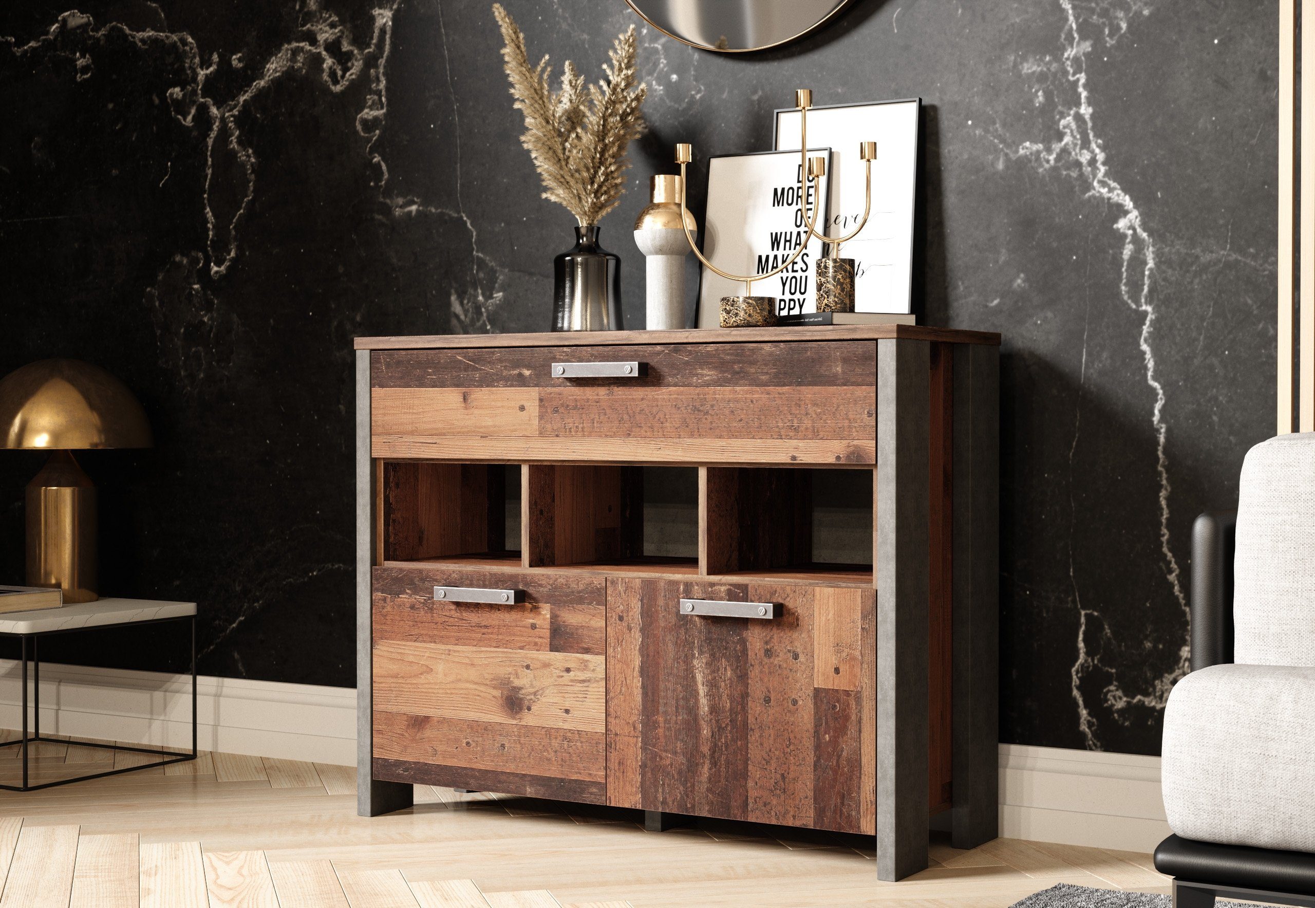 Newroom Sideboard »Kane«, Sideboard Old Wood Beton Optik ...
