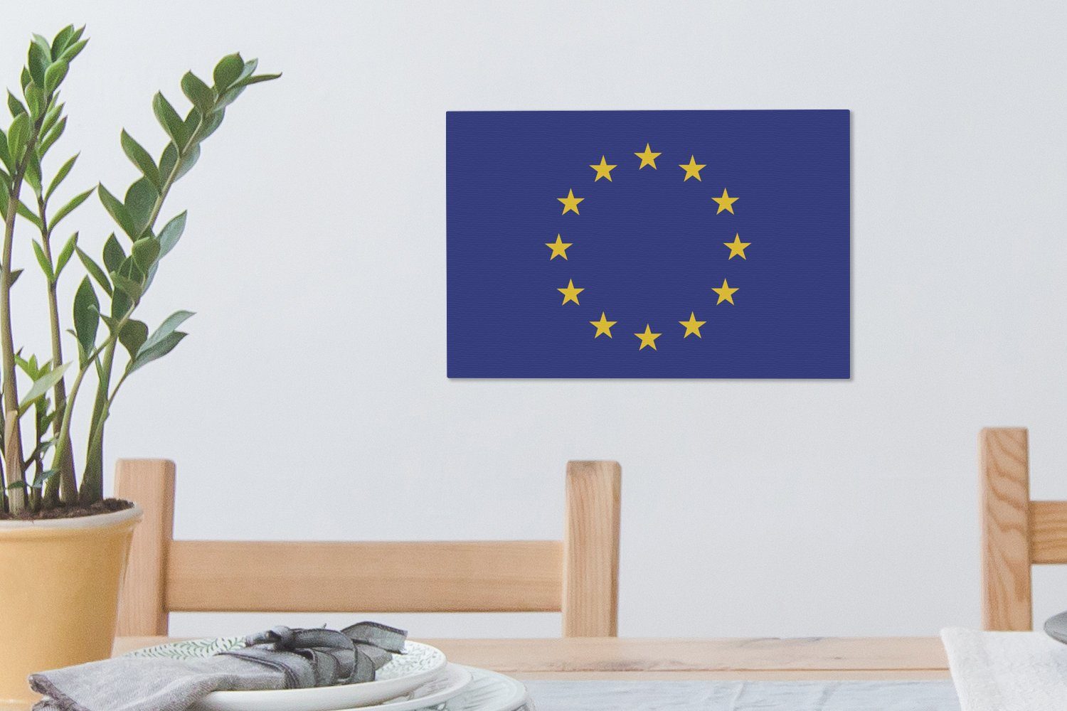 OneMillionCanvasses® Leinwandbild Flagge - cm Wanddeko, Wandbild Aufhängefertig, (1 St), 30x20 Europäische Flagge, Leinwandbilder