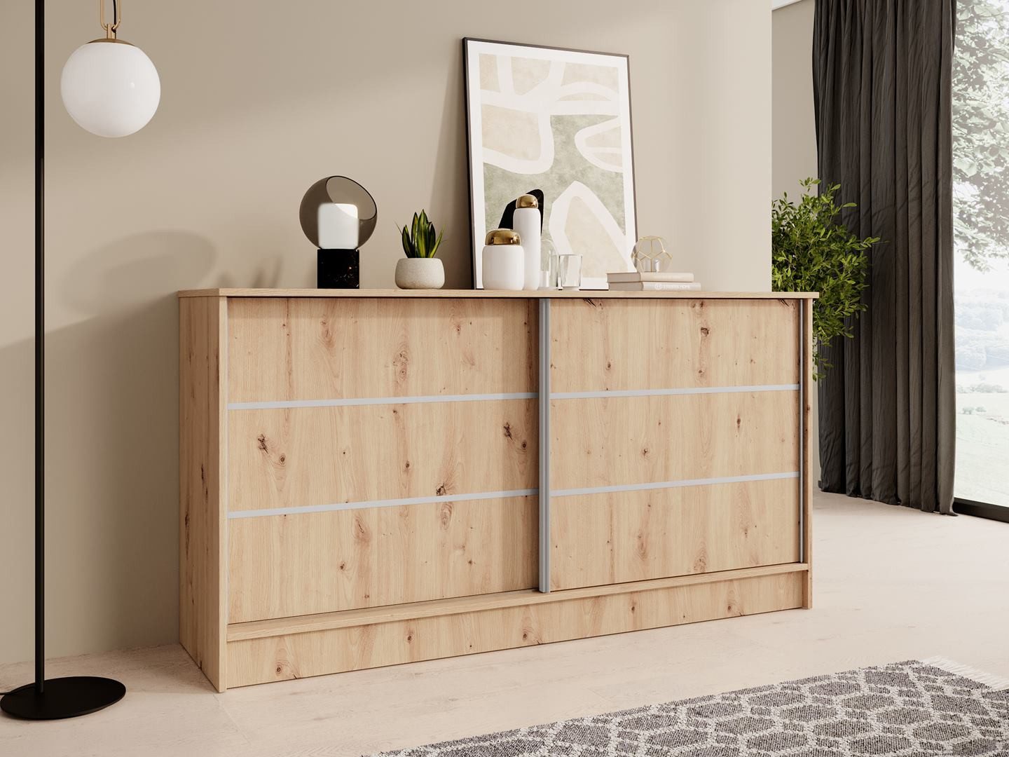 Beautysofa Kommode MIRELA mit 2 Schiebetüren (in 100 cm, 120 cm oder 160 cm, verschiedene Farben), mit dekorativen Sprossen