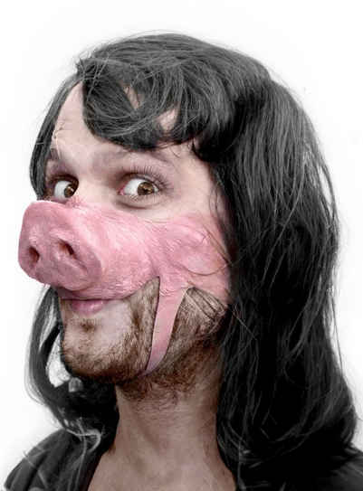Wizardo Verkleidungsmaske Schweinsmaske Hello Piggy, Eine lustige Schweinemaske für Karneval und Verkleidungspartys