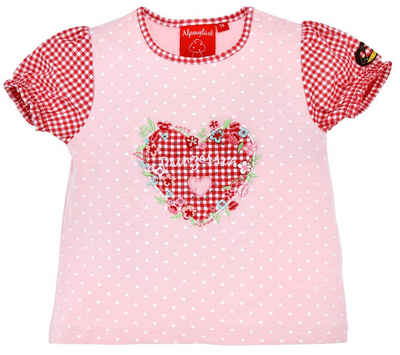 BONDI T-Shirt »Kurzarm Blusenshirt "Prinzessin" für Baby Mädchen 86425, Rosa Rot - Kleinkind Oberteil mit Herzen Strass«
