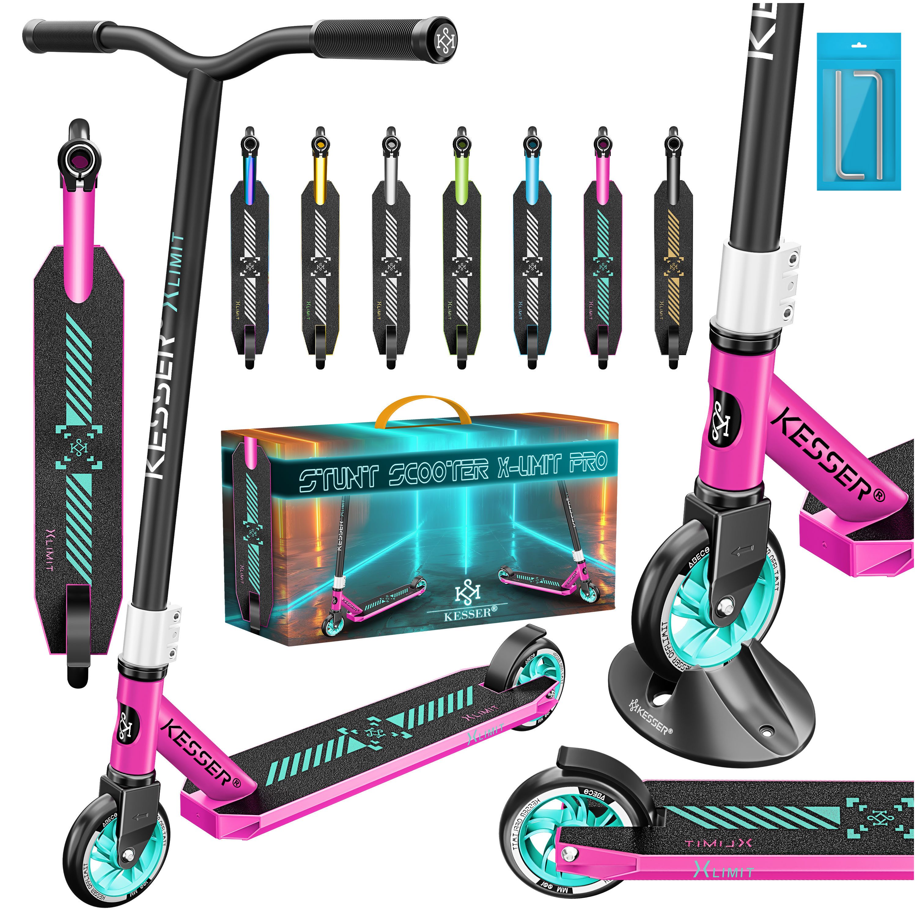 KESSER Scooter, Stunt Scooter X-Limit-Pro 360° Lenkung Funscooter Stuntscooter