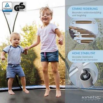 Kinetic Sports Gartentrampolin SALTO PLUS, Ø 183 cm, Komplett-Set mit Leiter, Regenplane, TÜV Rheinland GS-geprüft