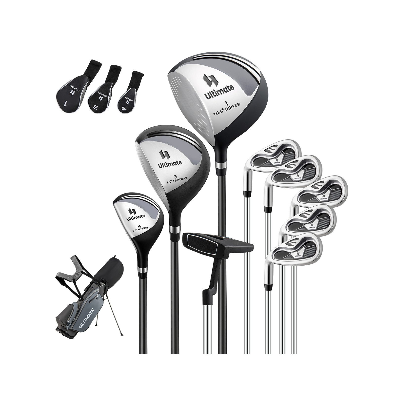 COSTWAY Golfschläger + Golfbag, 9 teiliges Golfset linkshändig mit Golftasche