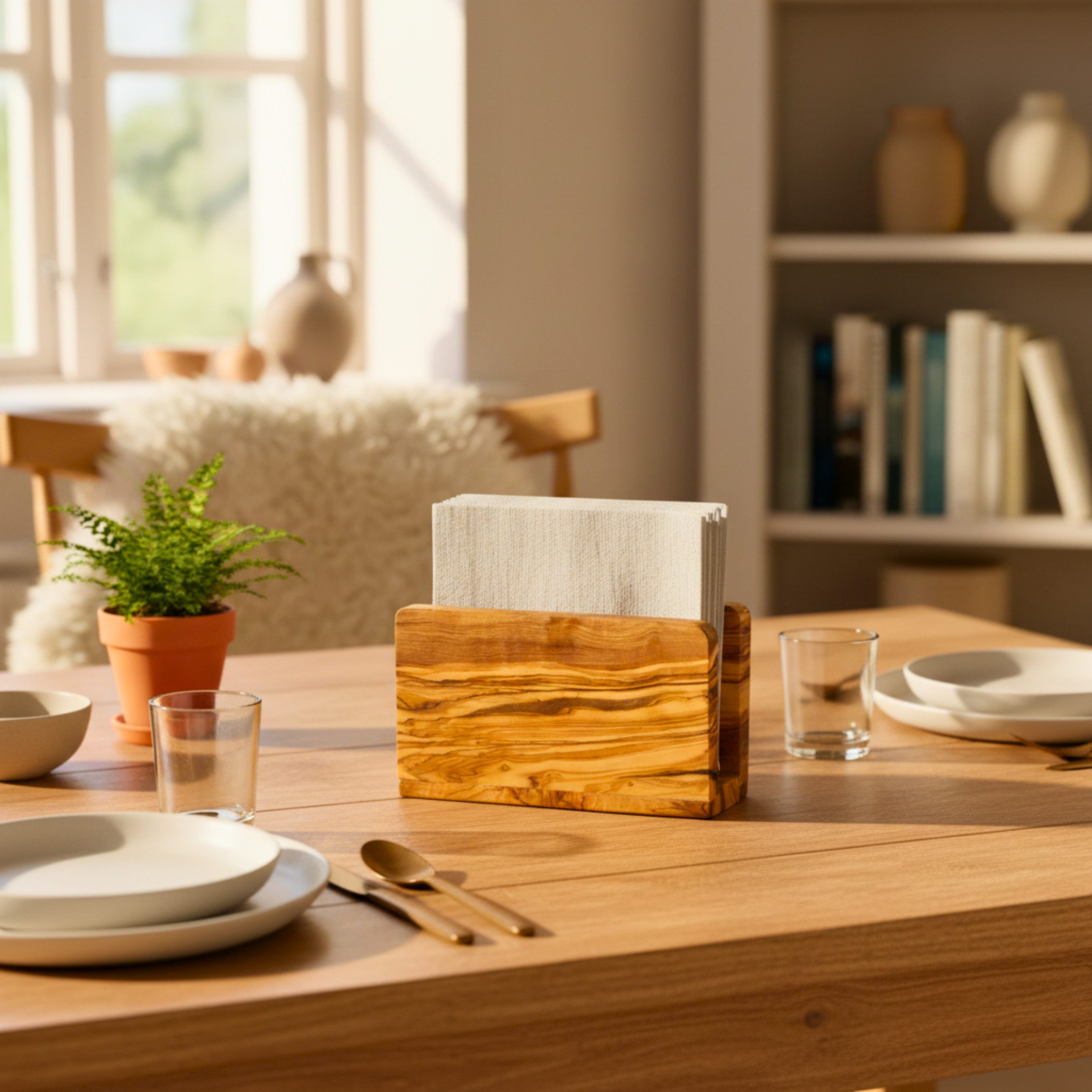 NATUREHOME Serviettenhalter Serviettenhalter Olivenholz NATUREHOME 16 x 10 x 5 cm, Olivenholz, (1-tlg), Mediterranes Olivenholz, Handarbeit