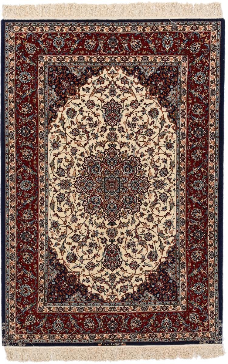 Orientteppich Isfahan Davari Seidenkette 131x193 Handgeknüpfter Orientteppich, Nain Trading, rechteckig, Höhe: 6 mm