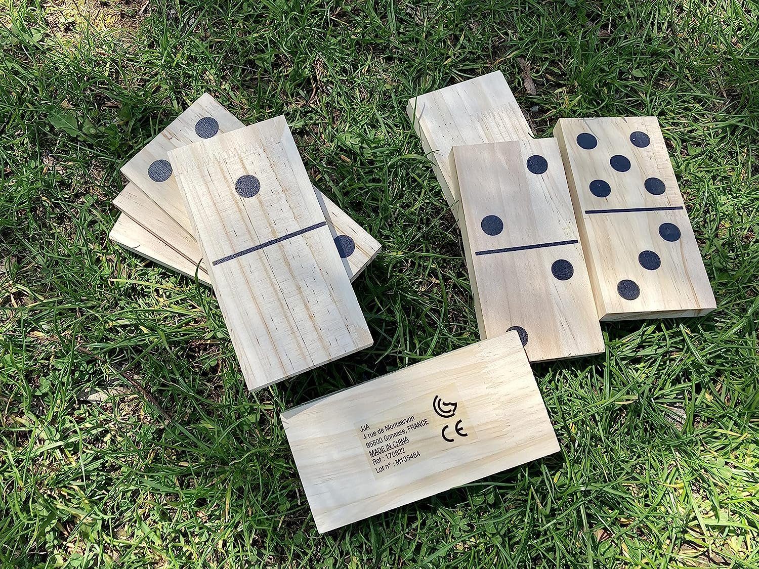 Be Toys Spielesammlung Domino XXL Holz 28 DOMINOSTEINE Dominospiel Kinderspiel Indoor Outdoor, JJA, FSC Siegel