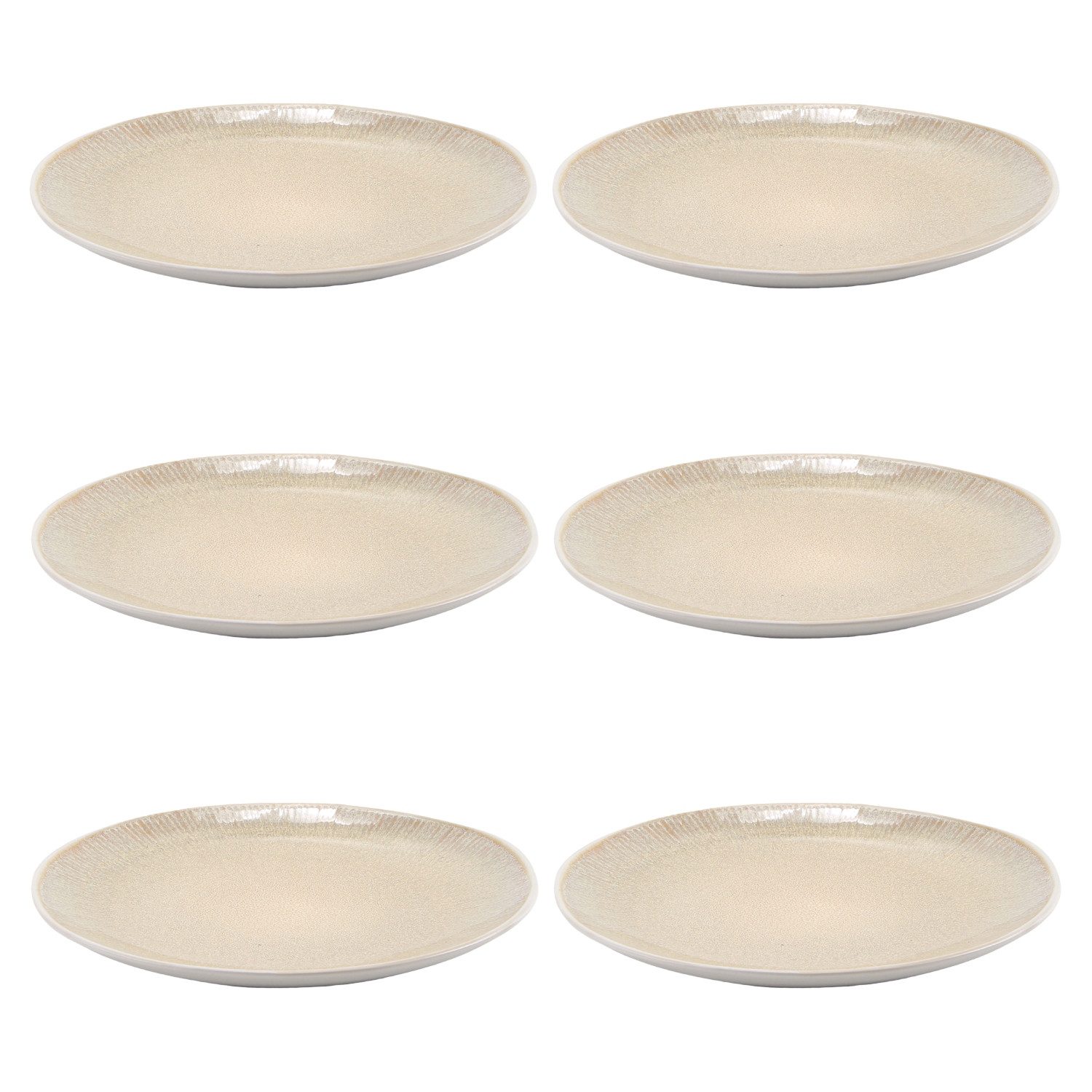 HIT Trading Десертная тарелка TIZIANA, 6er Set, Beige, Weiß, Ø 22 cm, Steingut