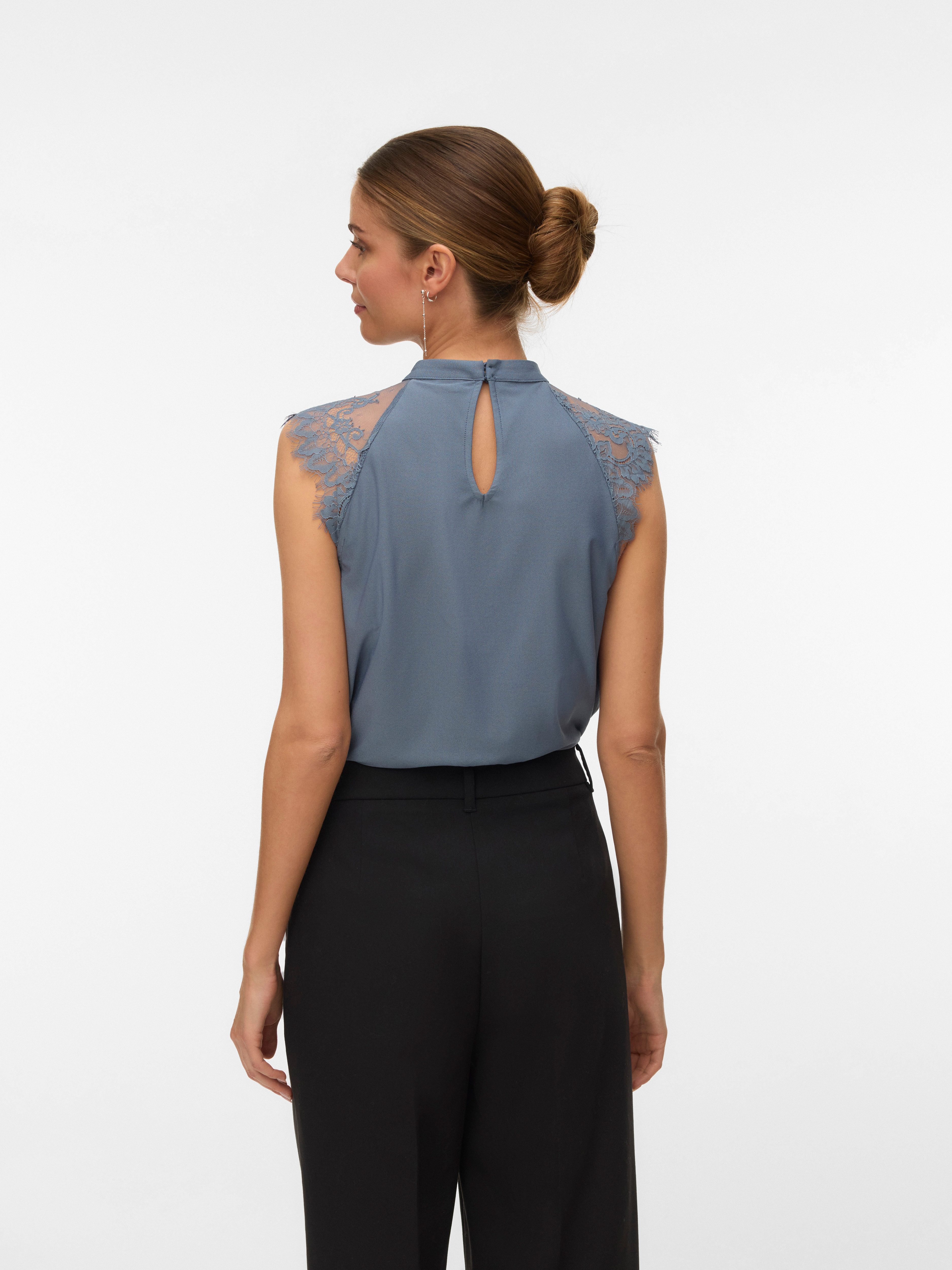 Vero Moda Spitzentop VMMILLA SL LACE TEE Materialmix, regular fit günstig online kaufen