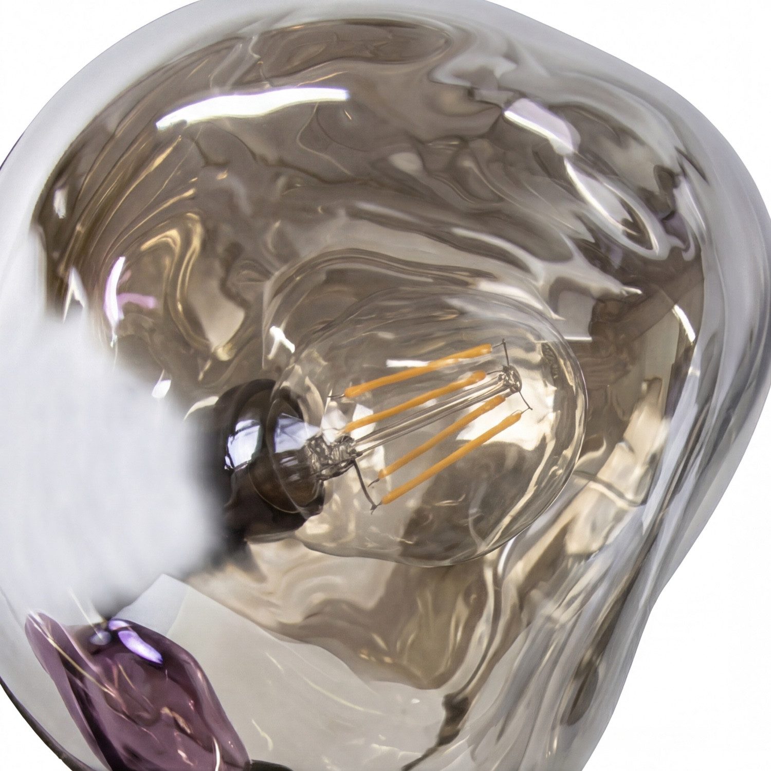 Licht-Erlebnisse Tischleuchte CLONLINA, ohne Leuchtmittel, Glas Weiß Lila Metall E14 40 cm Lava-Glas verspiegelt Schlafzimmer – Bild 4 von 5