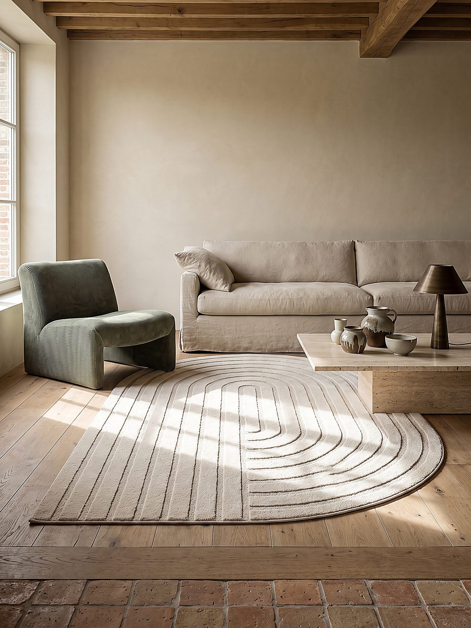 KADIMA DESIGN Teppich CETINA Kurzflorteppich Creme 160x230 Geometrisch Polypropylen, Oval, Höhe: 16 mm, Saugroboter-geeignet, Strapazierfähig, Pflegeleicht, Far – Bild 5 von 5