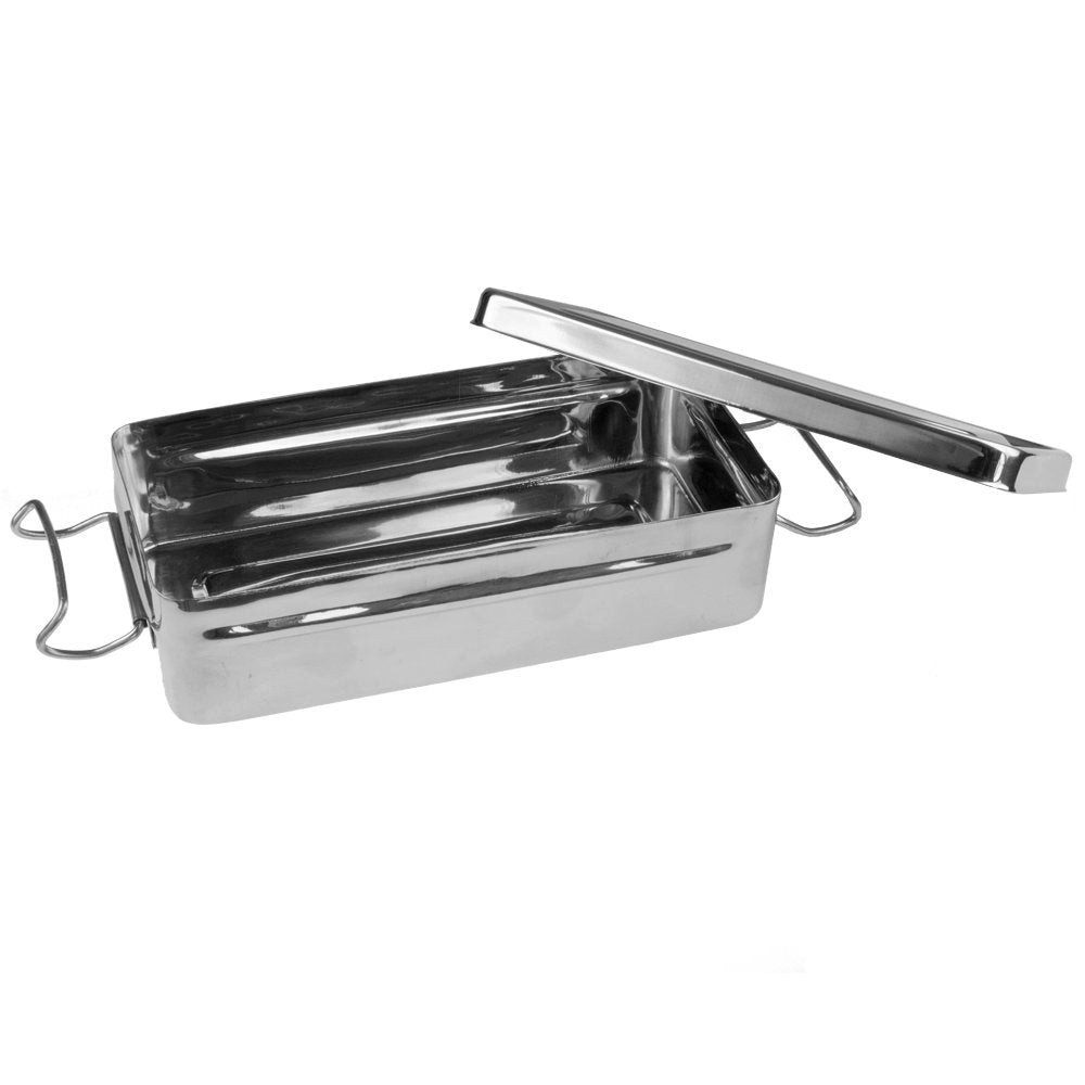 May Werkzeugbox Instrumentenbehälter mit Deckel & Riegel - rostfreier Edelstahl