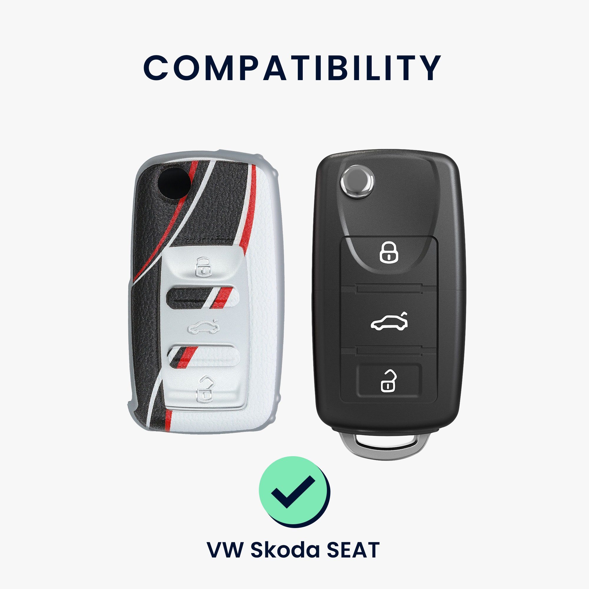 Rot Hülle Cover kwmobile Autoschlüssel Skoda VW Schutzhülle TPU Seat, Schlüsseltasche für Schlüsselhülle