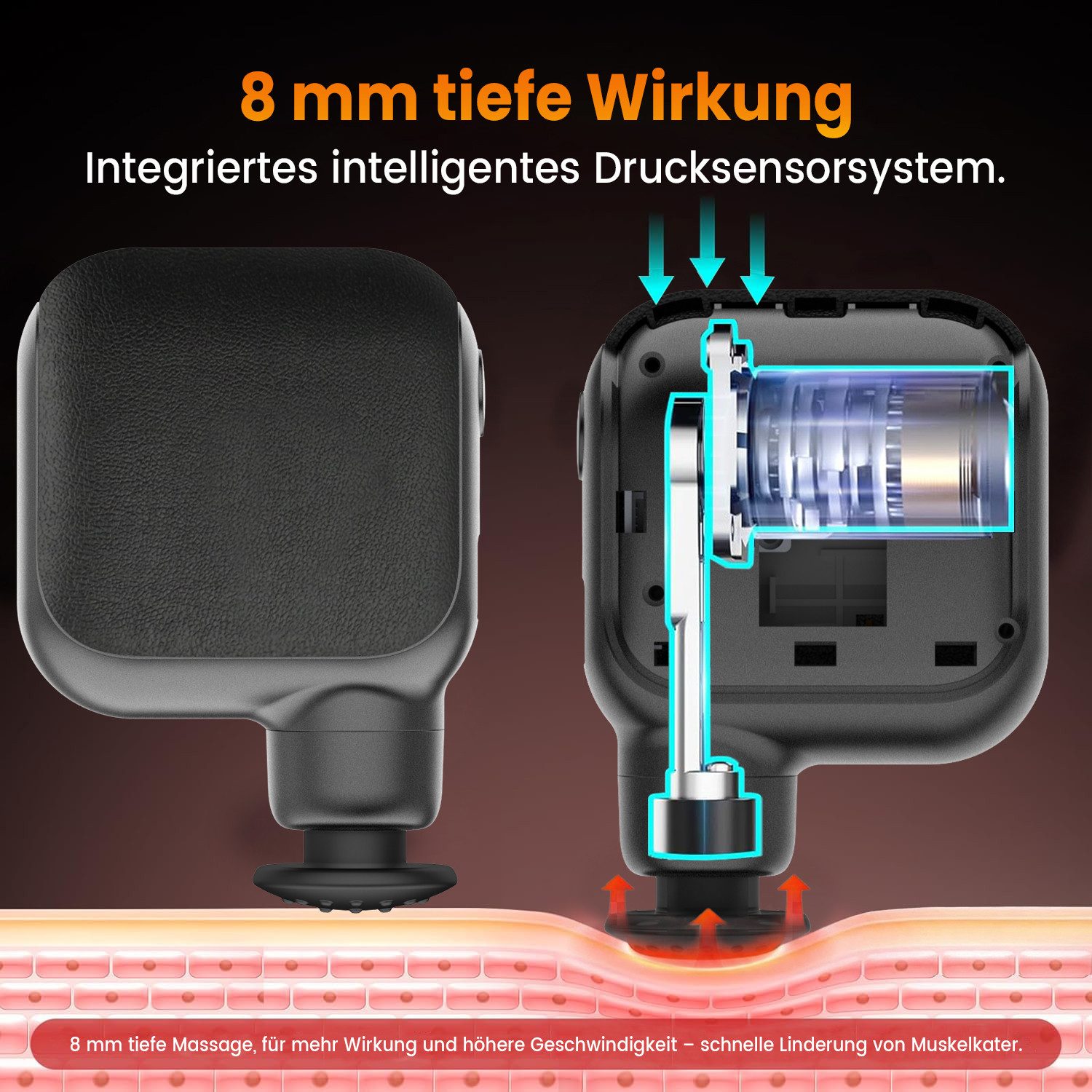 SWGOTA Massagegerät Massagepistole Mini,mit 35 dB leise,6 Stufen,OLED Display,4 Aufsätzen, Für Nacken, Schulter, Rücken & Beine, Fördert Durchblutung, Kompakt