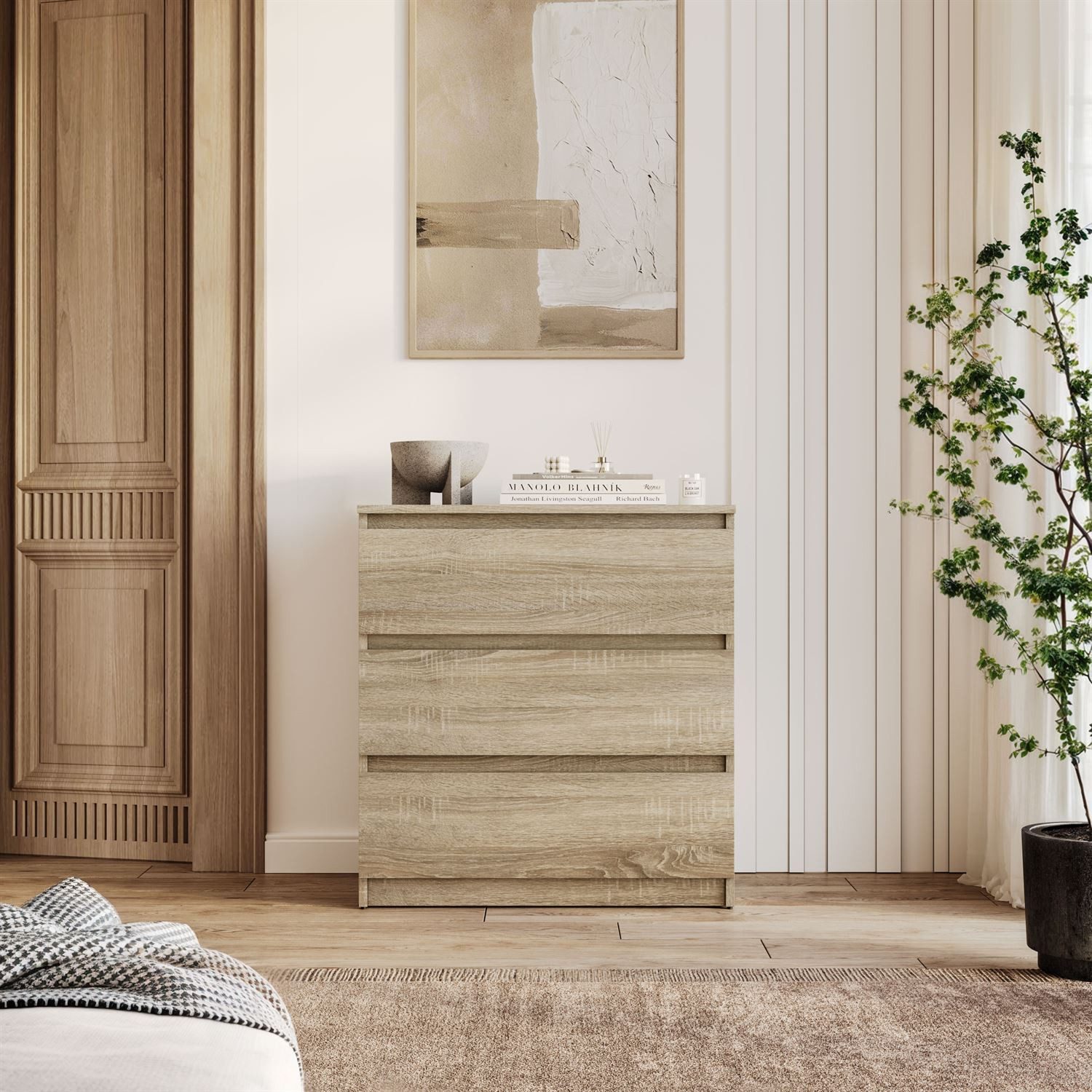 Lookway Kommode HANA M3 mit 3 Schubladen – modernes Design & praktische Aufbewahrung, Breite: 70 cm
